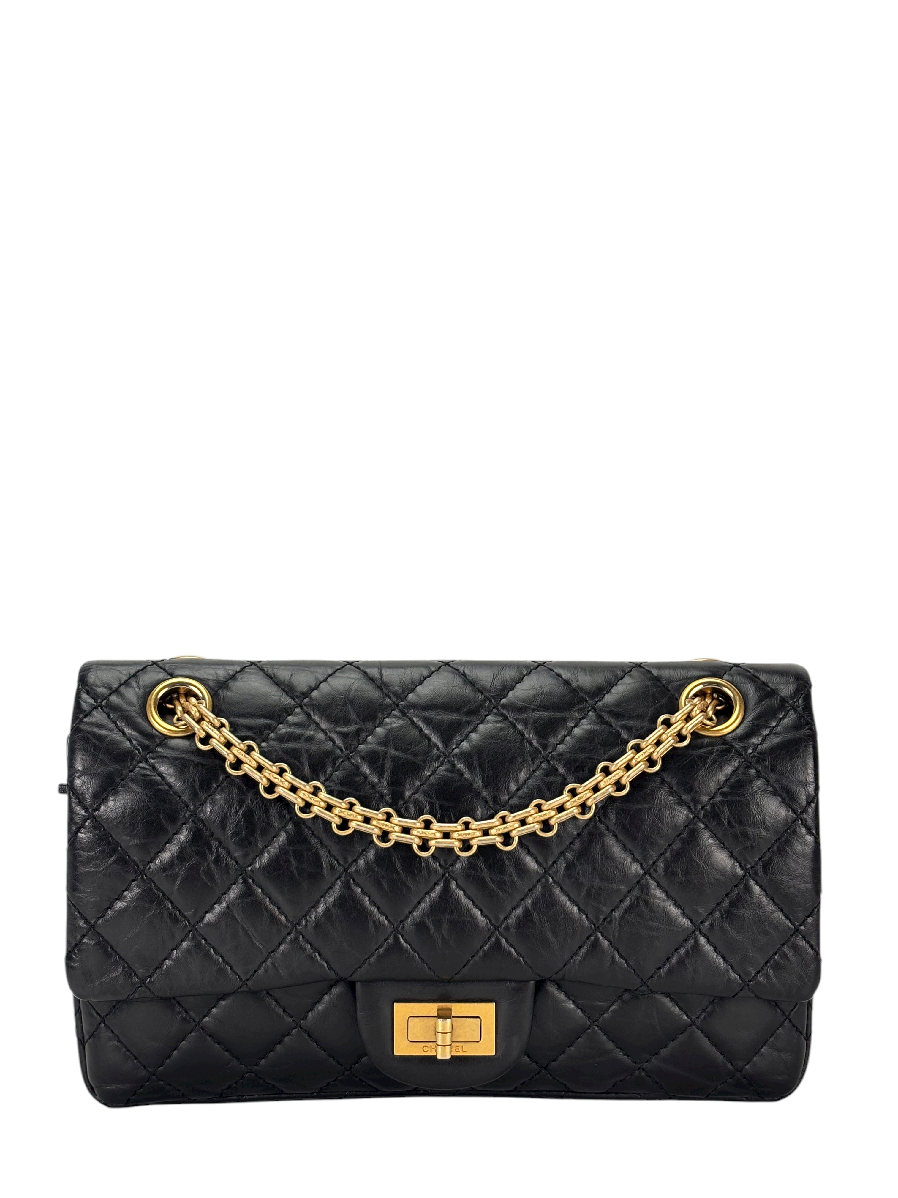 CHANEL - 2.55 Reissue 225 Flap Black Calfskin Gold Hardware