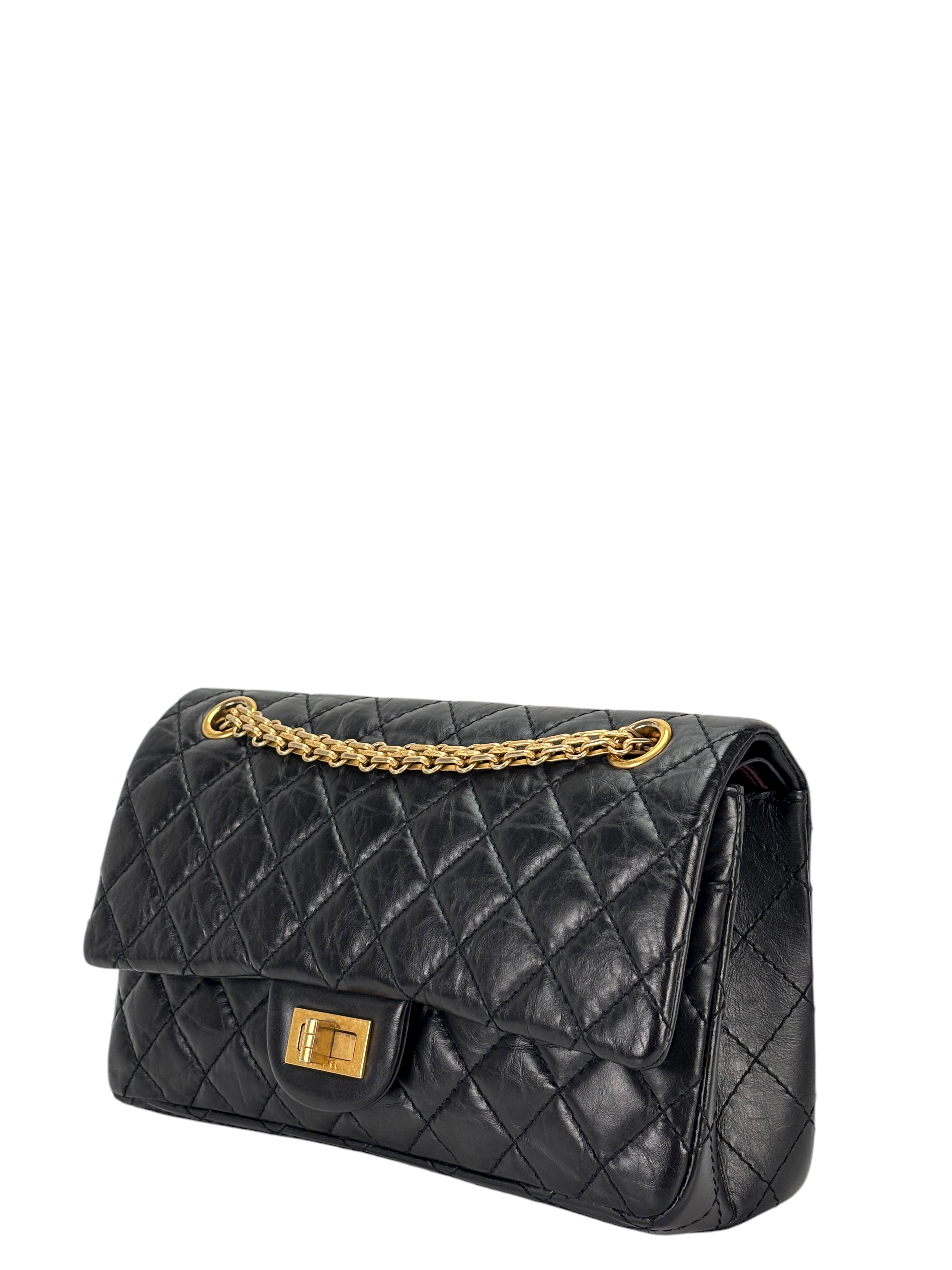 CHANEL - 2.55 Reissue 225 Flap Black Calfskin Gold Hardware