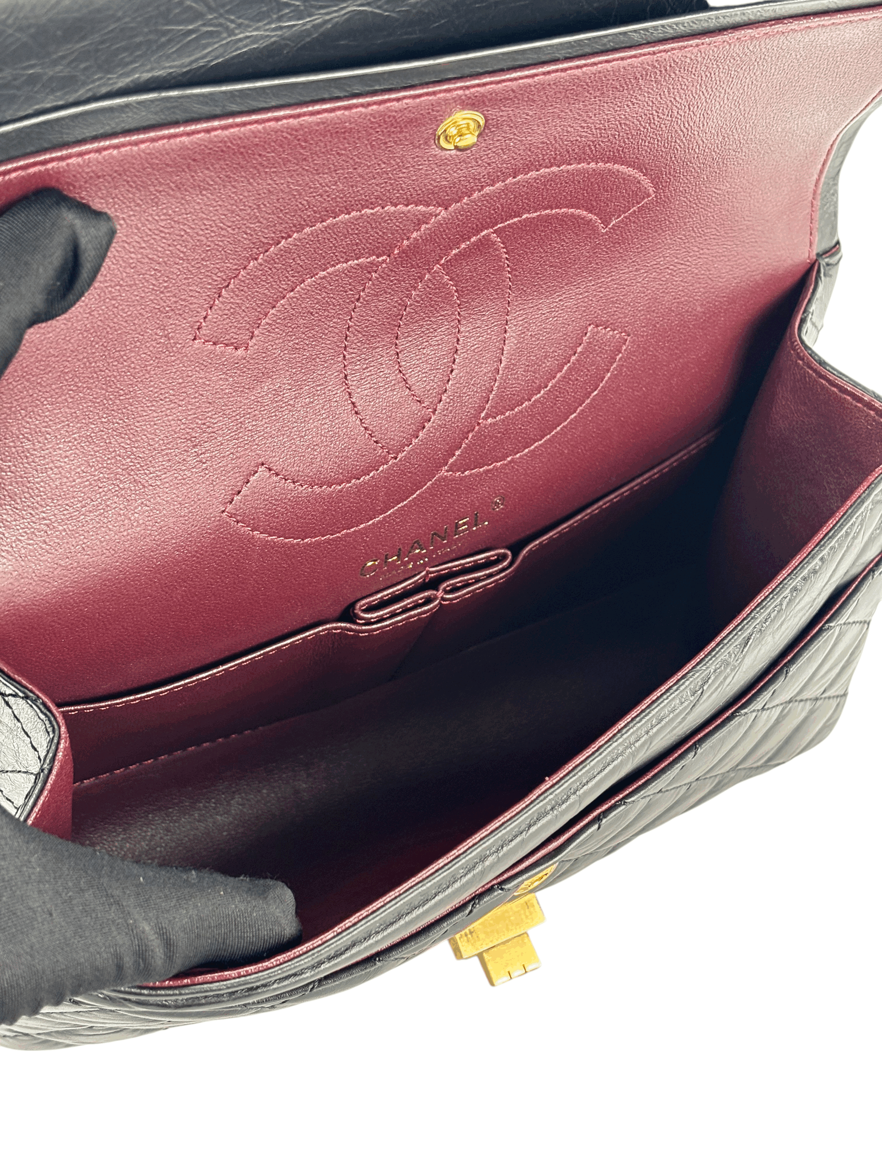 CHANEL - 2.55 Reissue 225 Flap Black Calfskin Gold Hardware