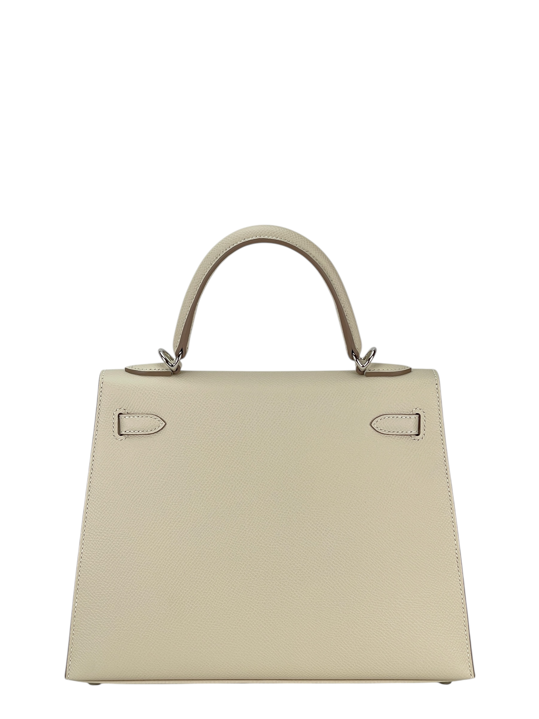 HERMES - Kelly 25 Craie 10 Epsom Palladium Gold Hardware