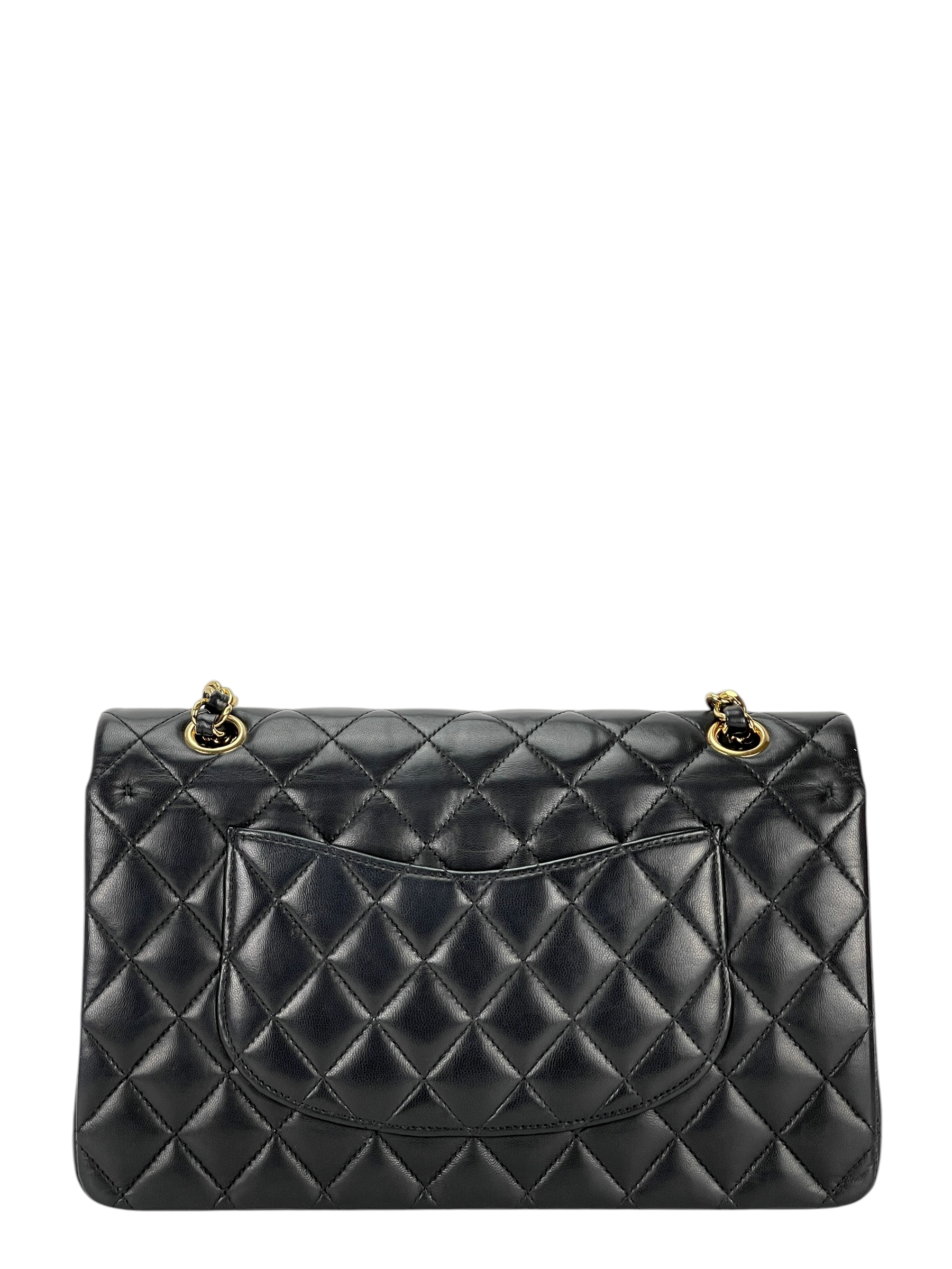 CHANEL - Medium Classic Double Flap Bag Black Lambskin Gold Hardware (CF25)