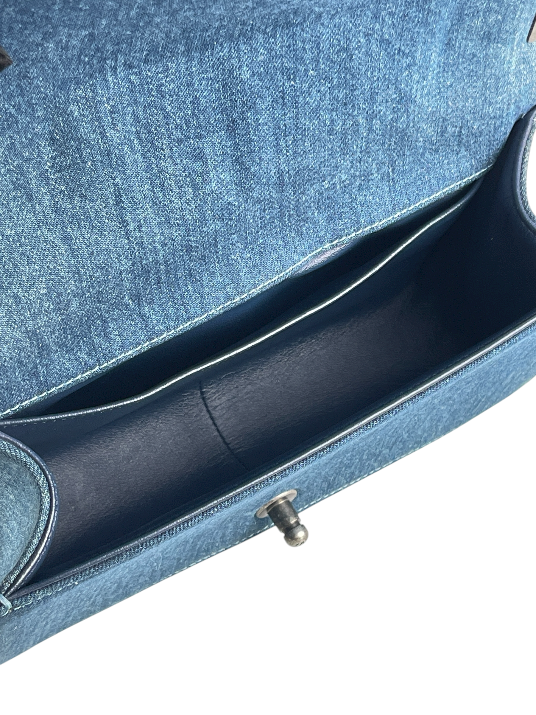 CHANEL -  Medium Boy Flap Bag Blue Tweed Denim Metal Gold