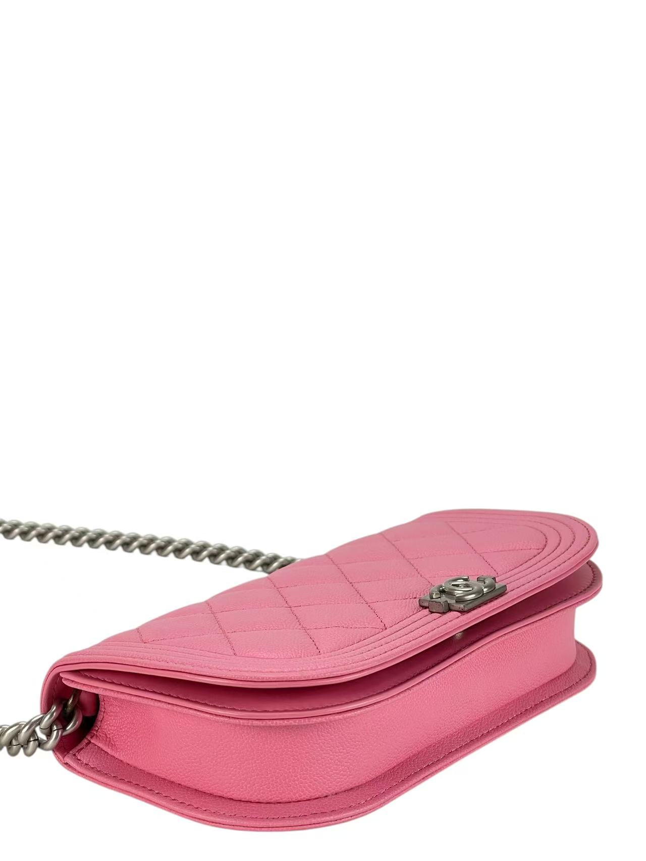 CHANEL - Light Pink Caviar Quilted Boy Wallet On Chain (WOC)