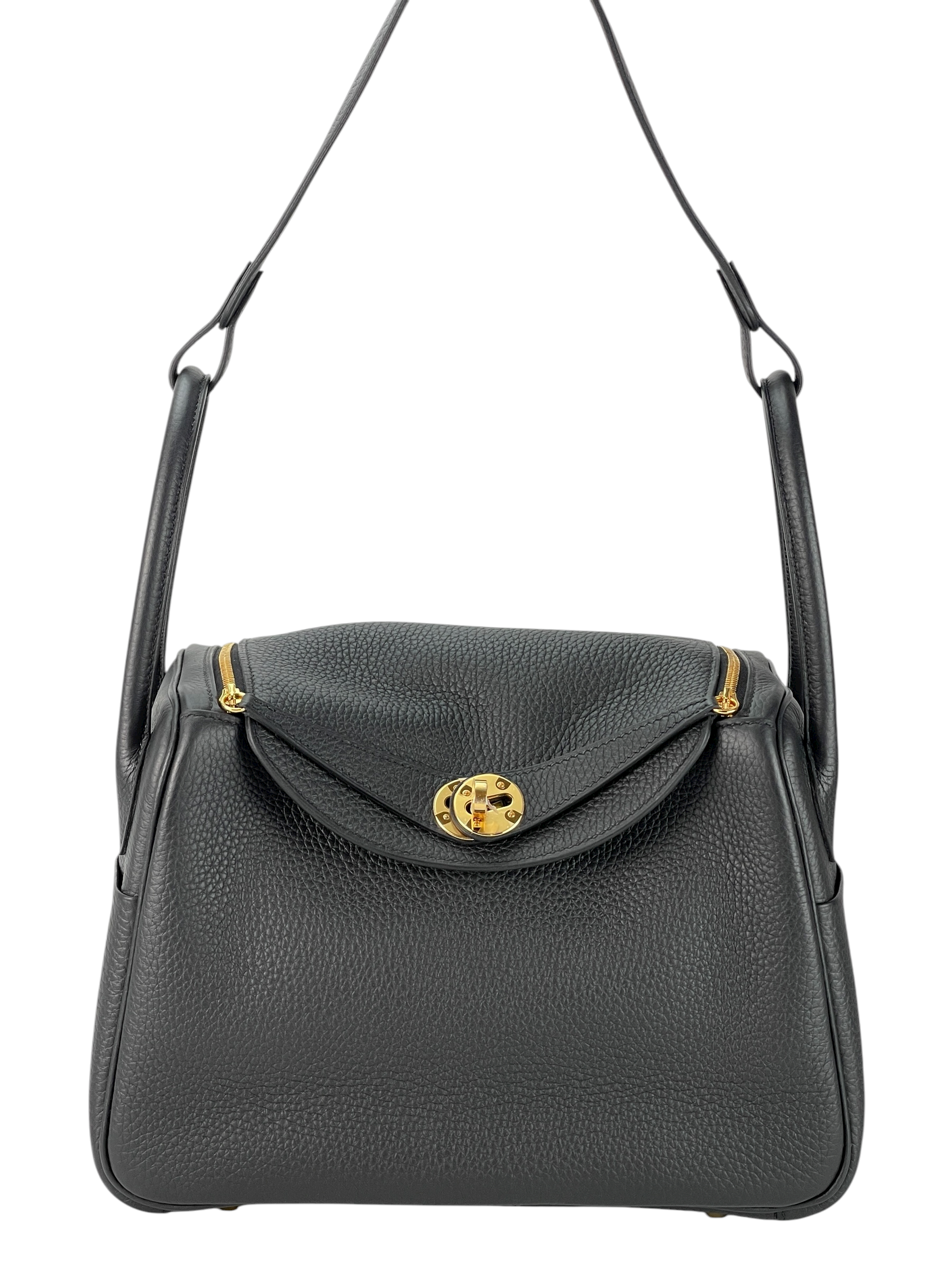 HERMES - Lindy 26 Black TC Gold Hardware 