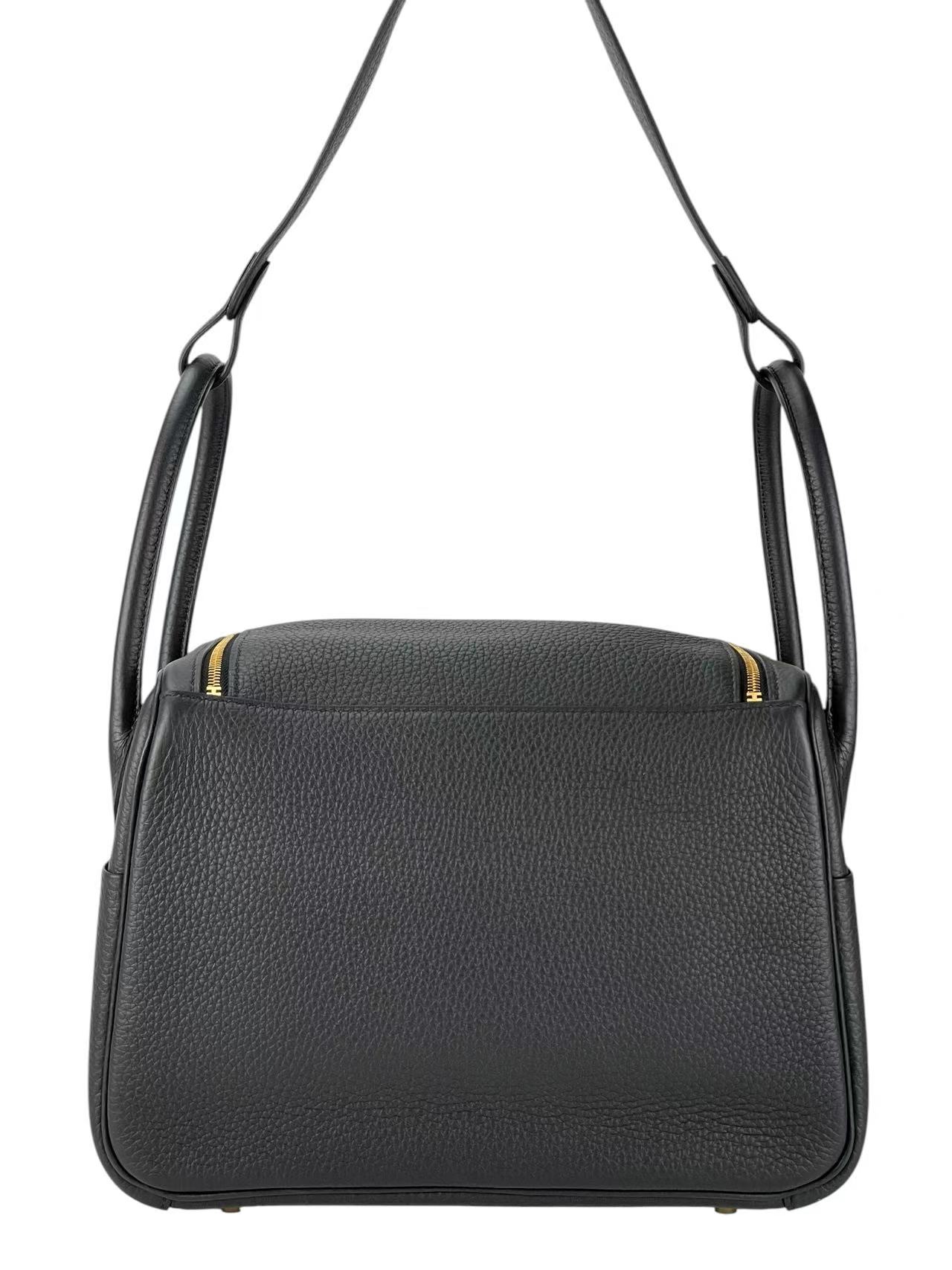 HERMES - Lindy 26 Black TC Gold Hardware 
