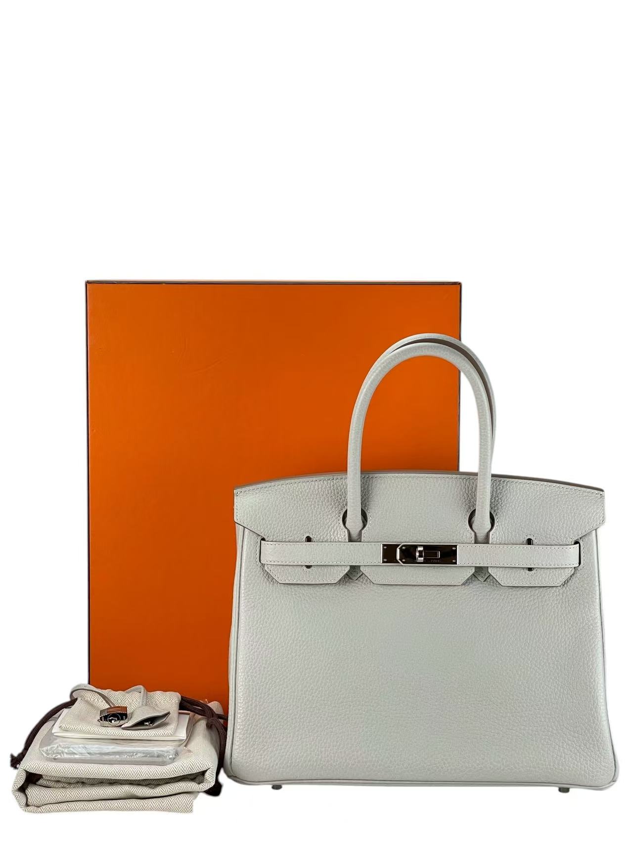 HERMES - Birkin 30 Pearl Grey Togo Palladium Hardware 