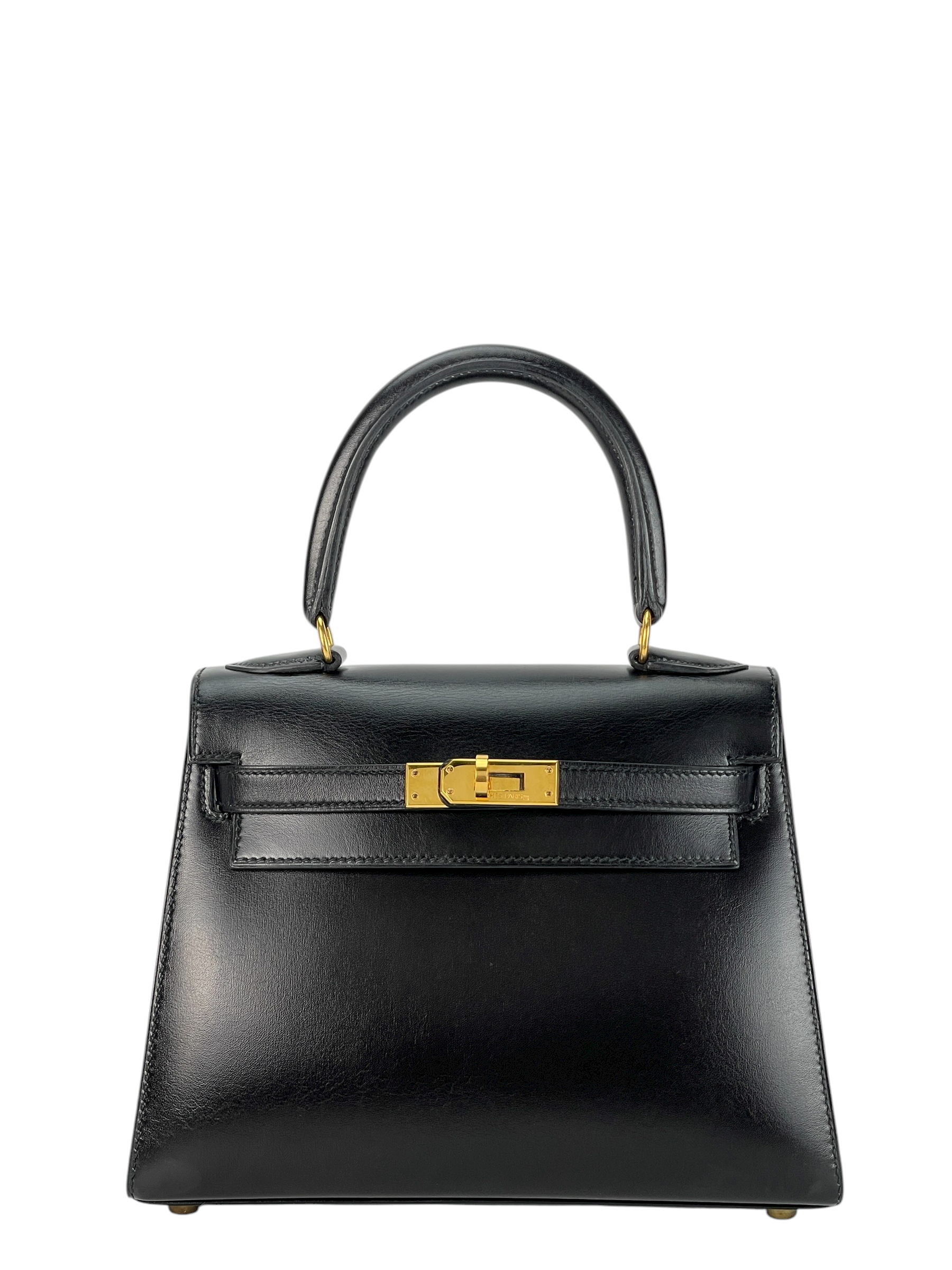 HERMES - Kelly 20 Black Box Gold Hardware 