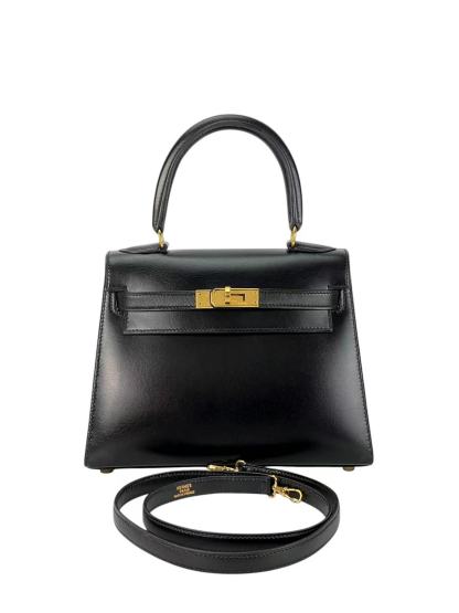 HERMES - Kelly 20 Black Box Gold Hardware 