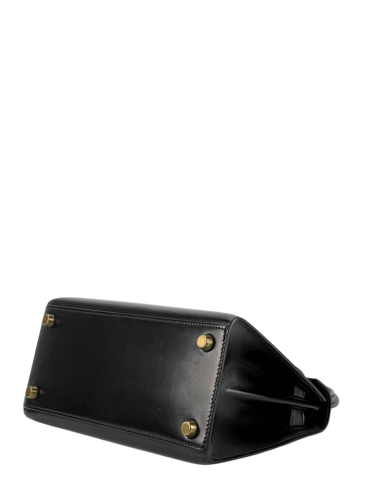 HERMES - Kelly 20 Black Box Gold Hardware 