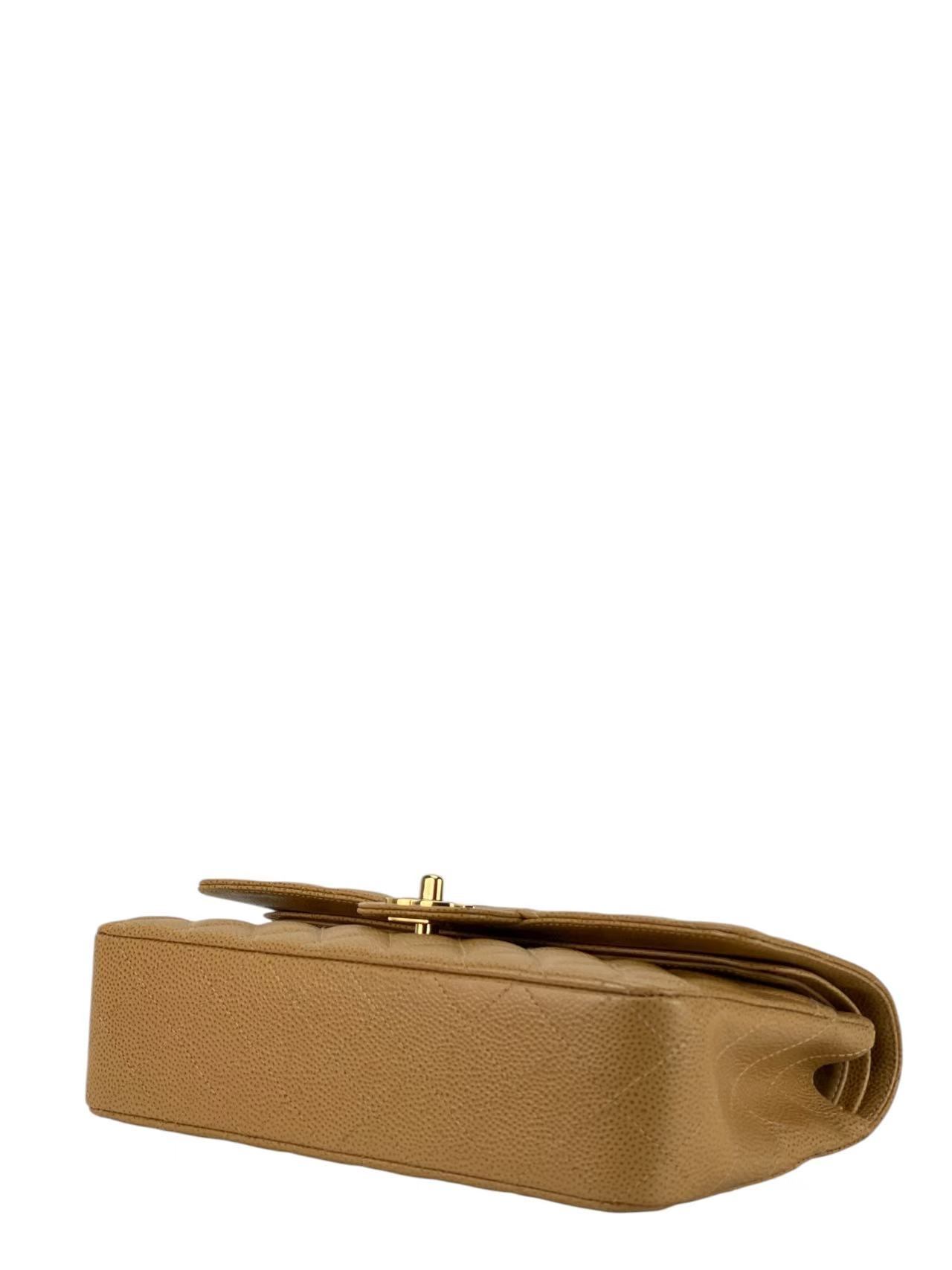 CHANEL - Medium Classic Double Flap Bag Beige Lambskin Sliver Hardware (CF25)