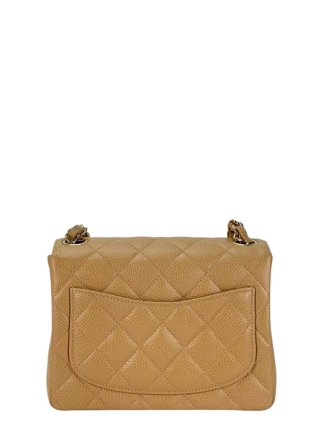 CHANEL - Dark Beige Caviar Skin Mini Matelasse Single Flap Shoulder Bag