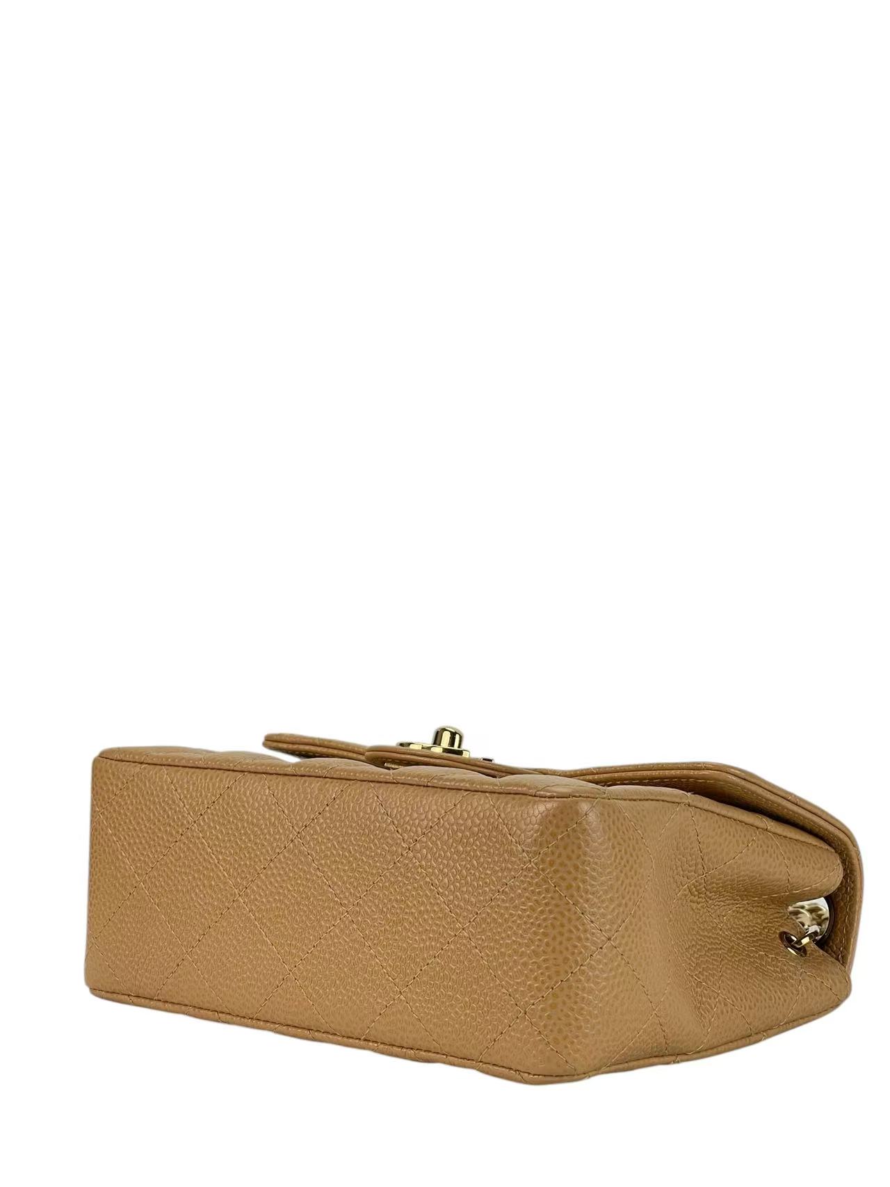 CHANEL - Dark Beige Caviar Skin Mini Matelasse Single Flap Shoulder Bag