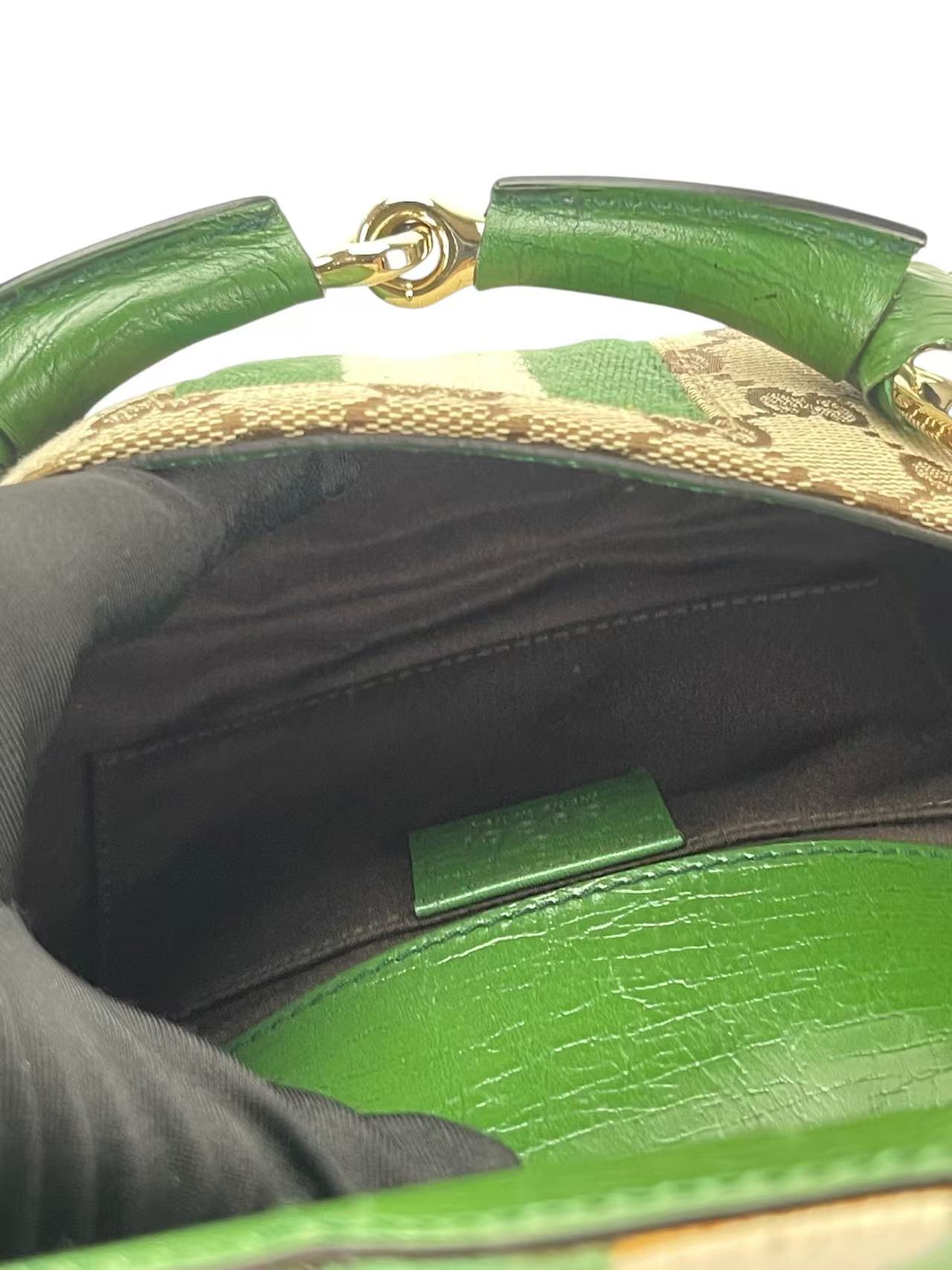 GUCCI - Green Horsebit Chain Cloth Crossbody Bag