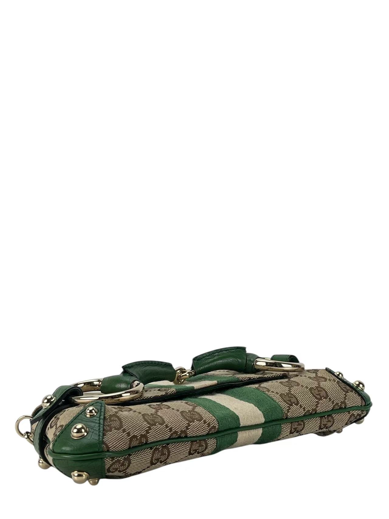 GUCCI - Green Horsebit Chain Cloth Crossbody Bag