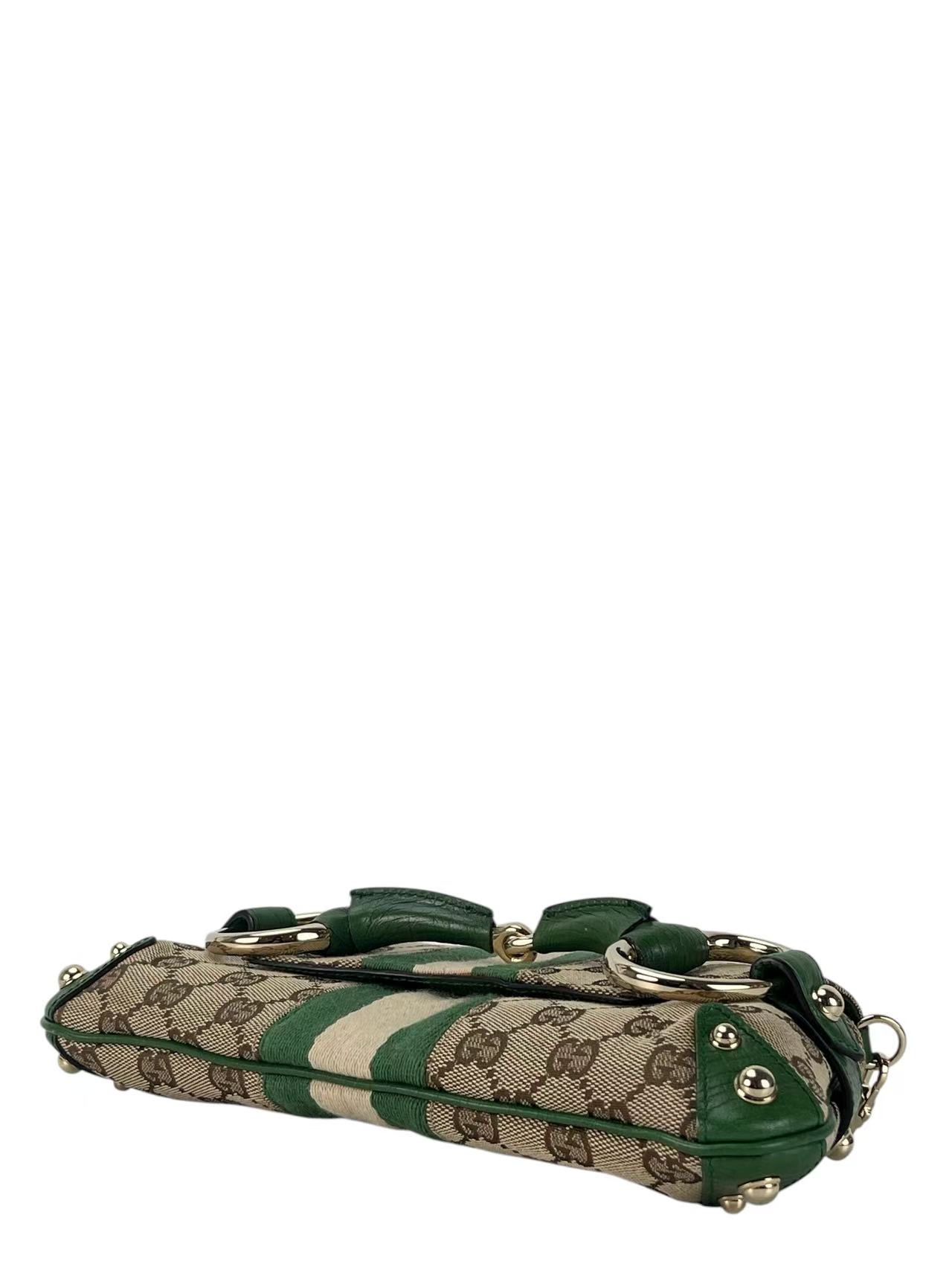 GUCCI - Green Horsebit Chain Cloth Crossbody Bag