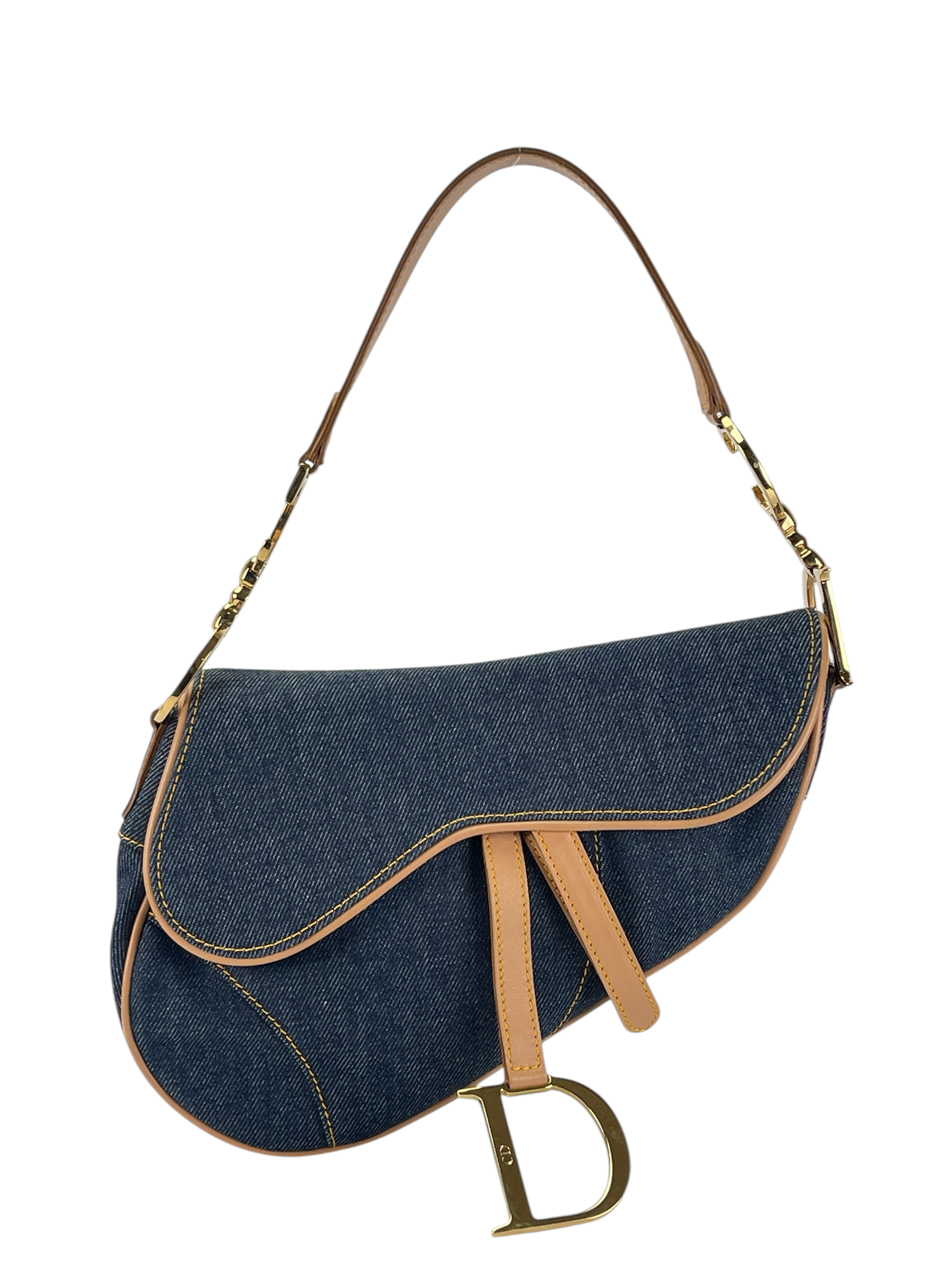 CHRISTIAN DIOR - 2000 Blue Denim Saddle Handbag