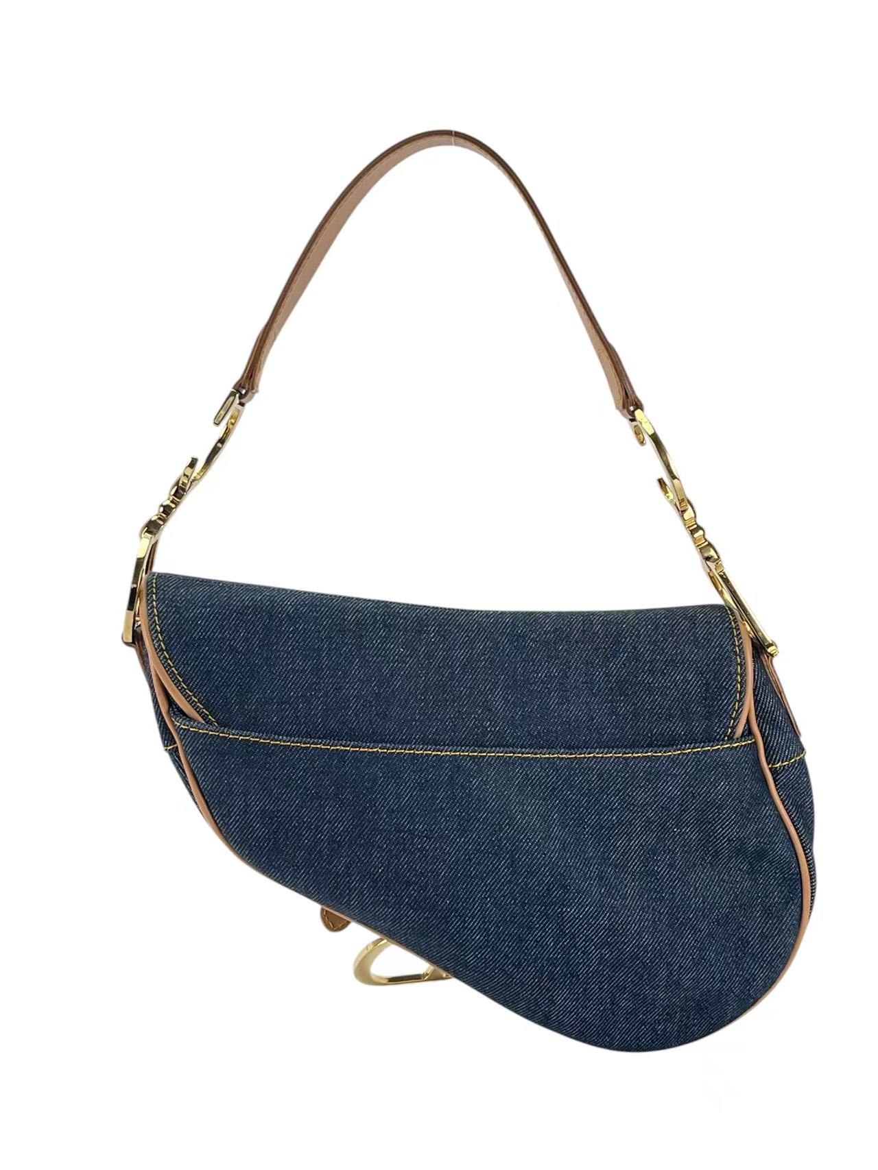 CHRISTIAN DIOR - 2000 Blue Denim Saddle Handbag