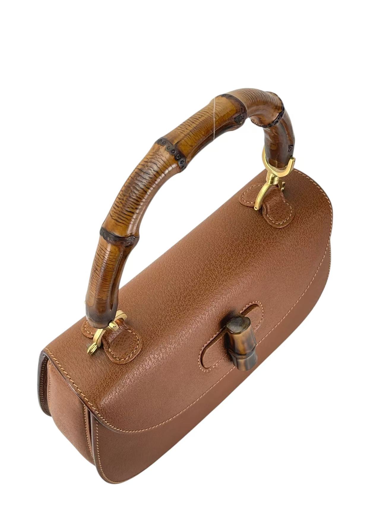 GUCCI - Brown Calfskin Bamboo Handbag
