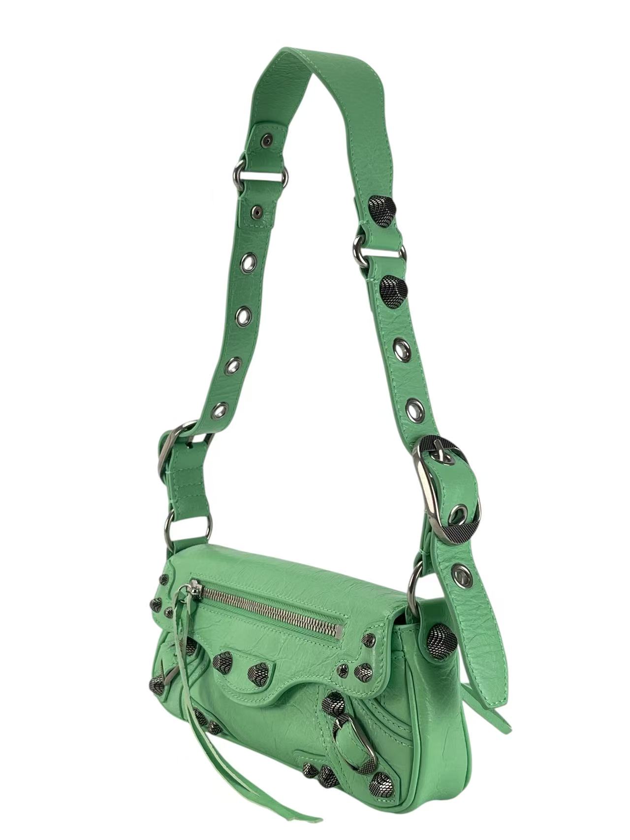 BALENCIAGA - Light Green Calfskin Le Cagole Sling Xs Shoulder Bag