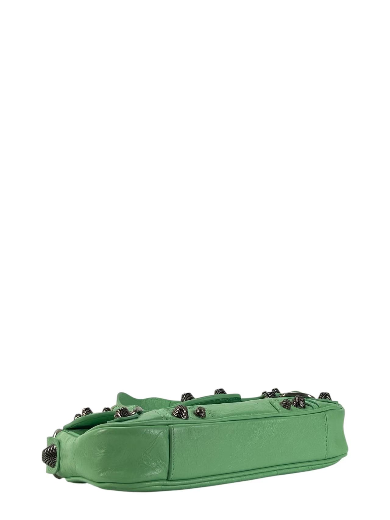 BALENCIAGA - Light Green Calfskin Le Cagole Sling Xs Shoulder Bag