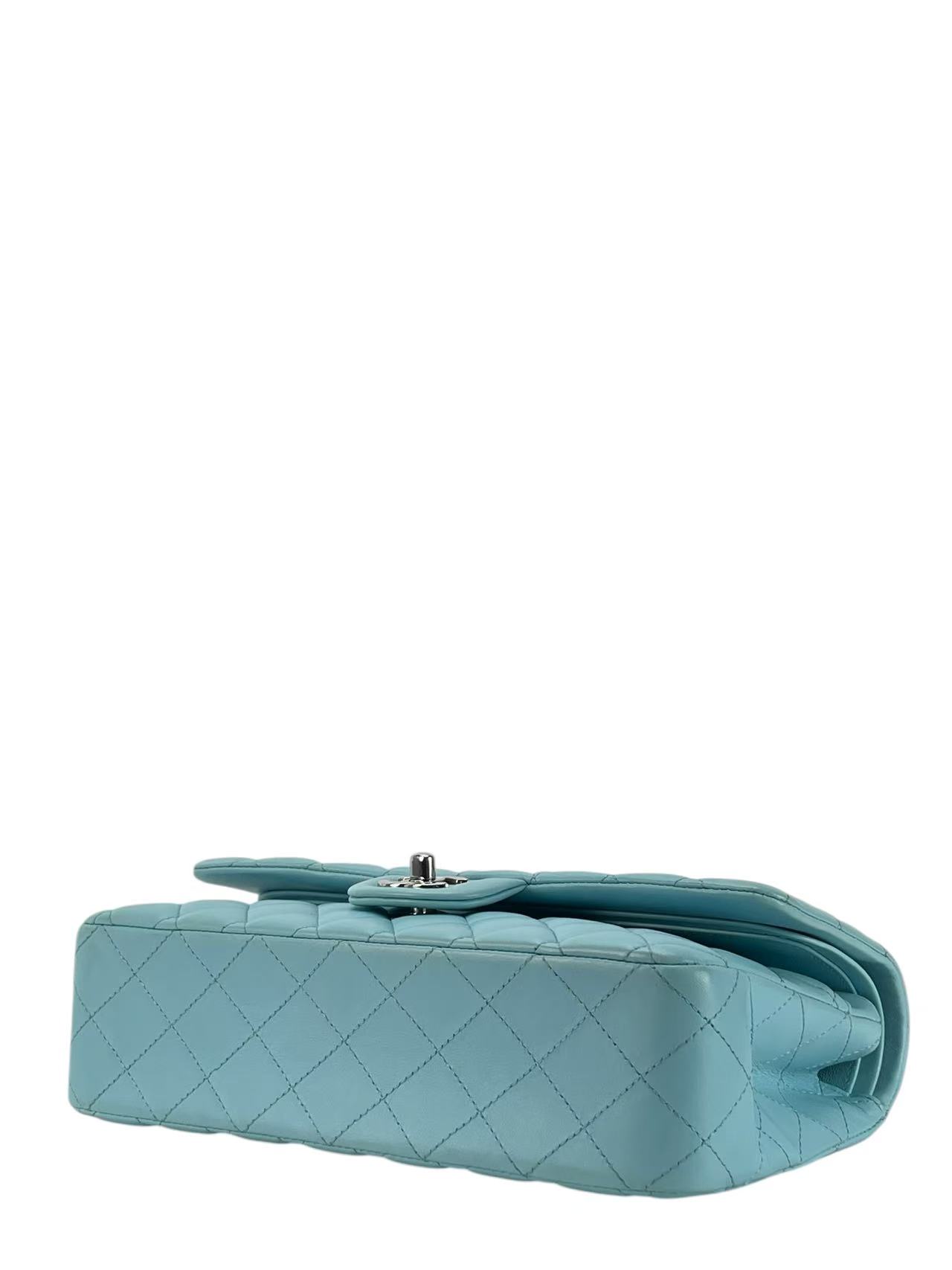 CHANEL - Medium Classic Double Flap Bag Blue Lambskin Gold Hardware (CF25) 