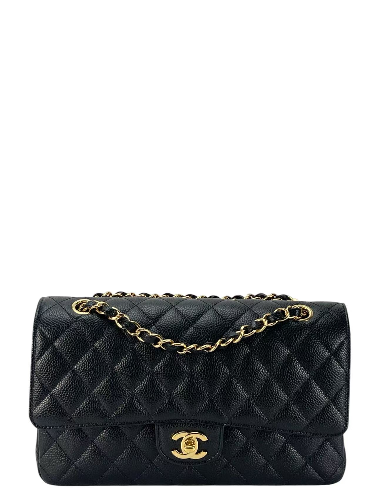 CHANEL - Medium Classic Double Flap Bag Black Caviar Gold Hardware (CF25)