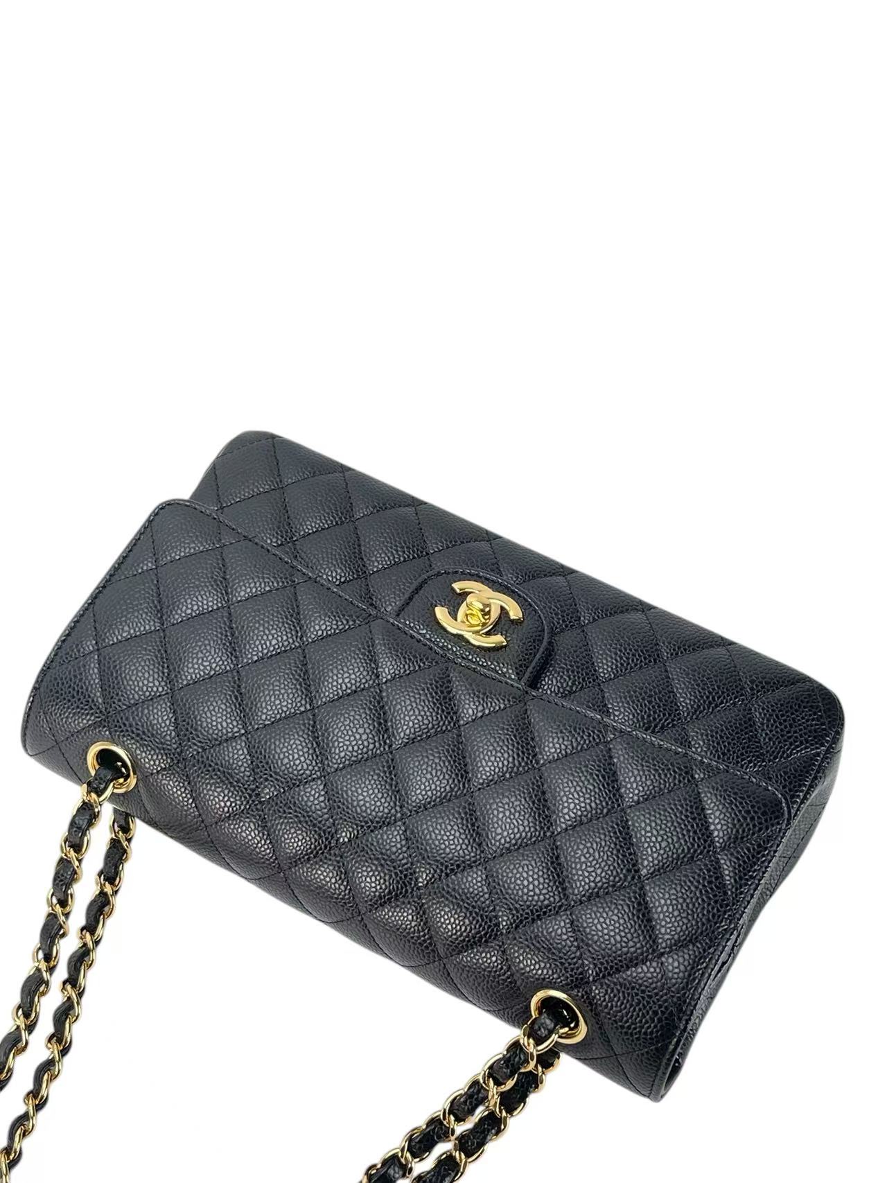 CHANEL - Medium Classic Double Flap Bag Black Caviar Gold Hardware (CF25)