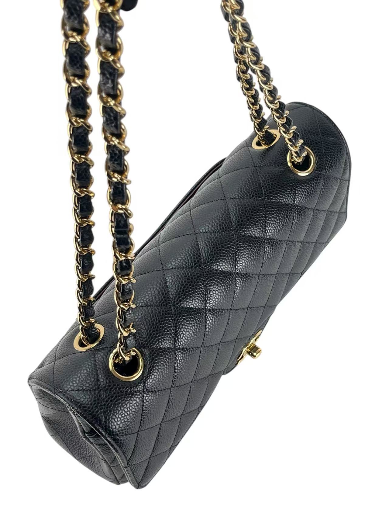 CHANEL - Medium Classic Double Flap Bag Black Caviar Gold Hardware (CF25)