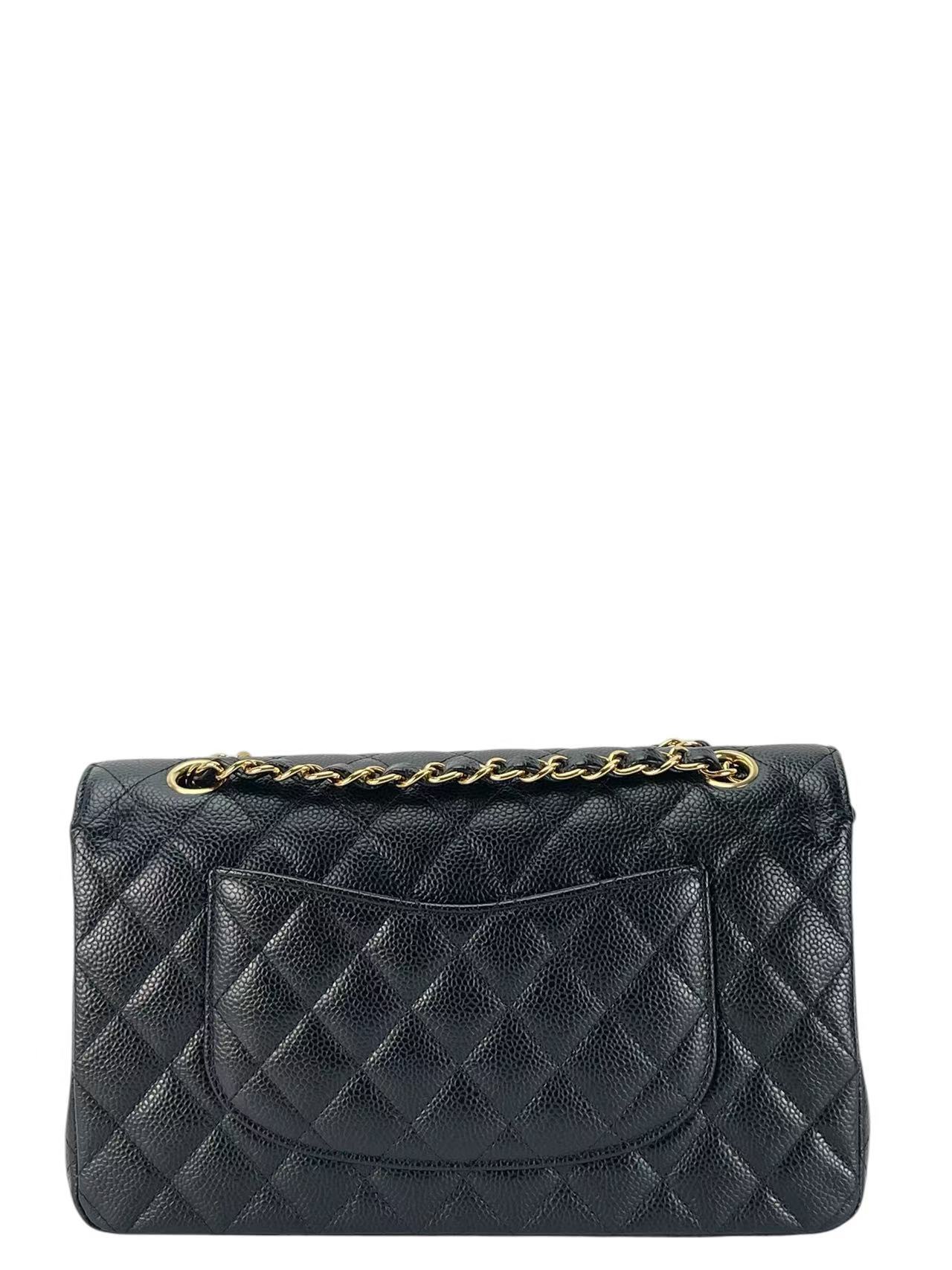 CHANEL - Medium Classic Double Flap Bag Black Caviar Gold Hardware (CF25)