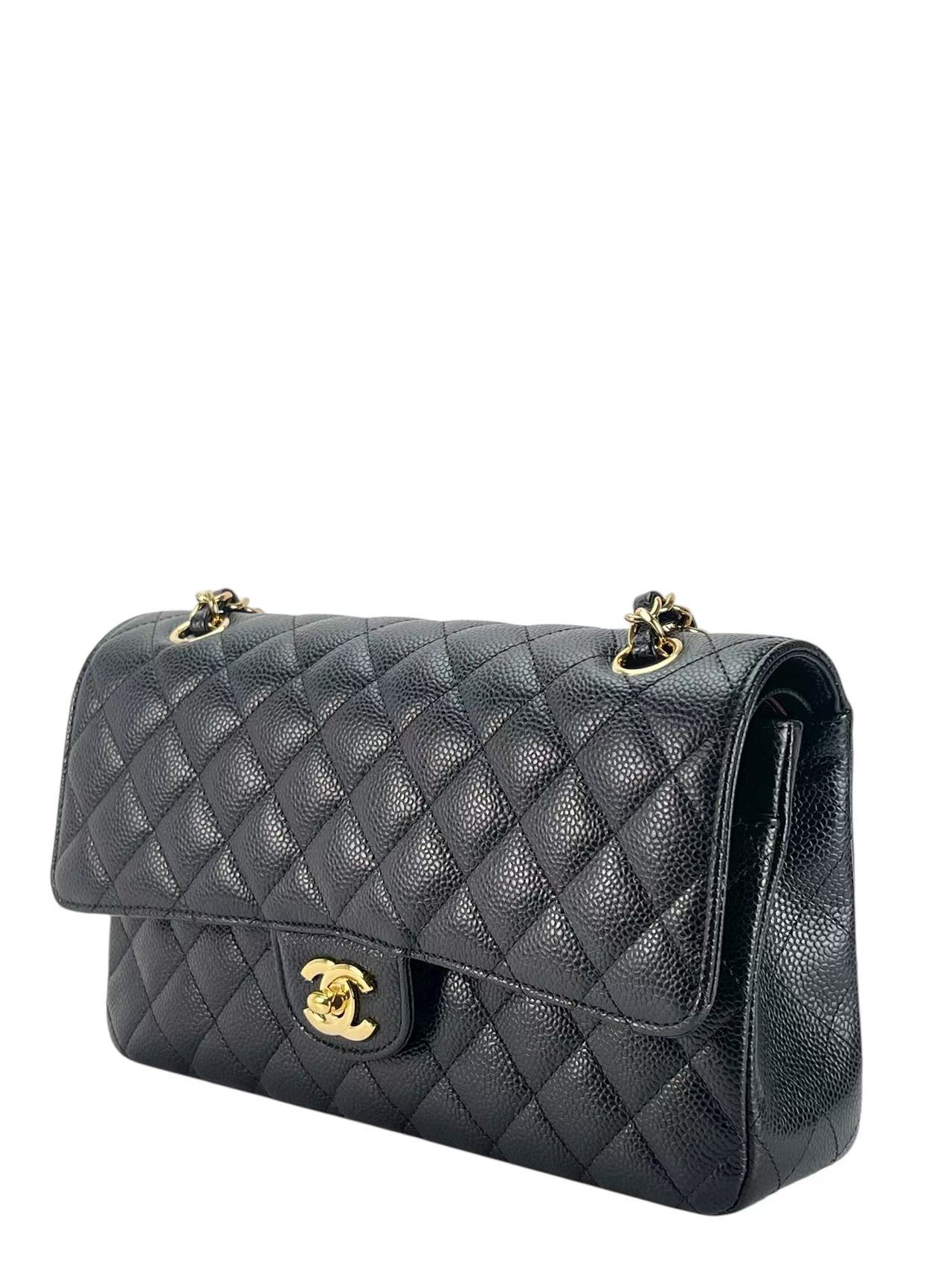 CHANEL - Medium Classic Double Flap Bag Black Caviar Gold Hardware (CF25)