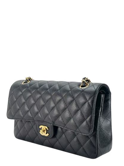 CHANEL - Medium Classic Double Flap Bag Black Caviar Gold Hardware (CF25)