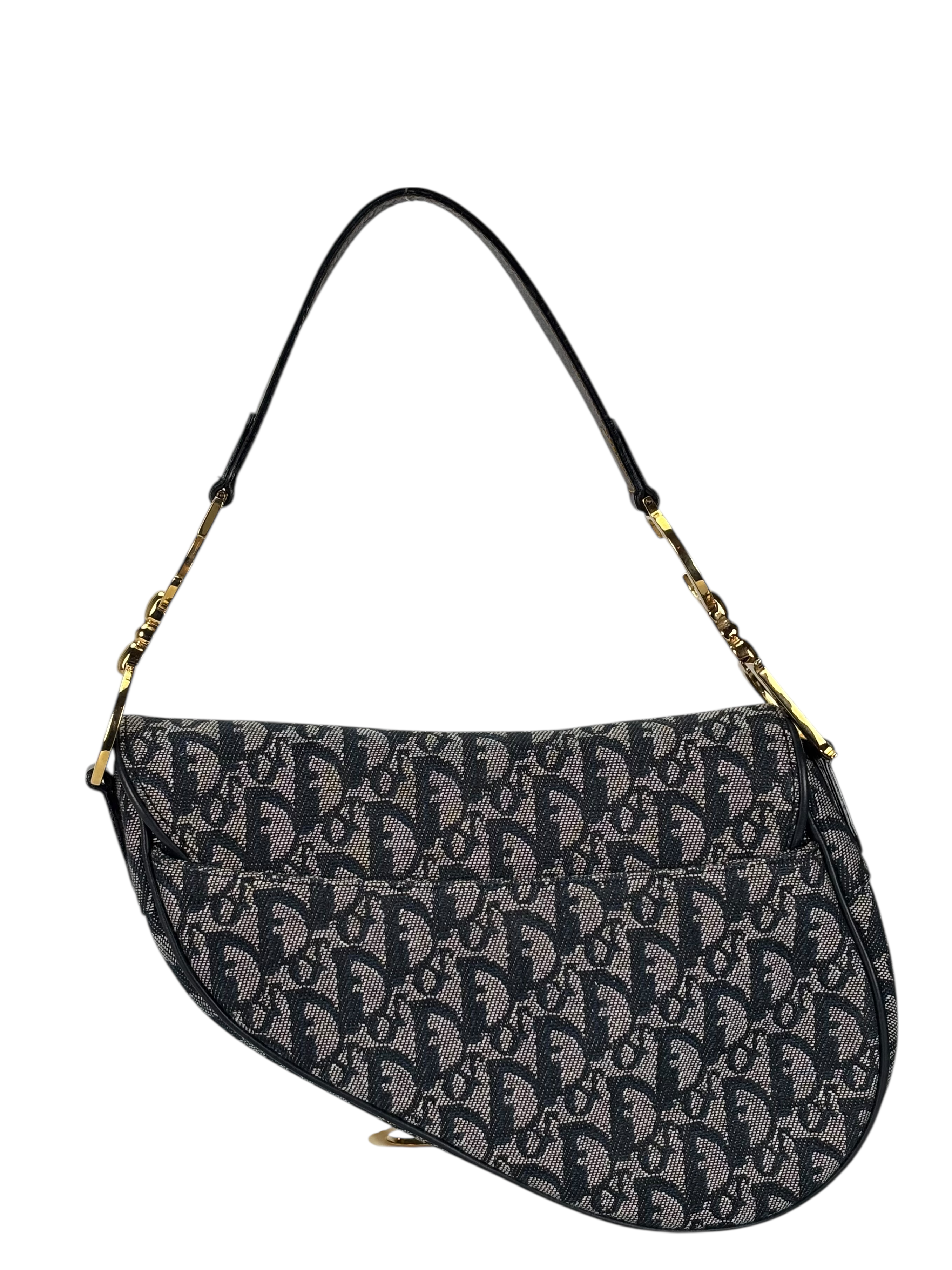 CHRISTIAN DIOR - Navy Canvas Trotter Saddle Handbag