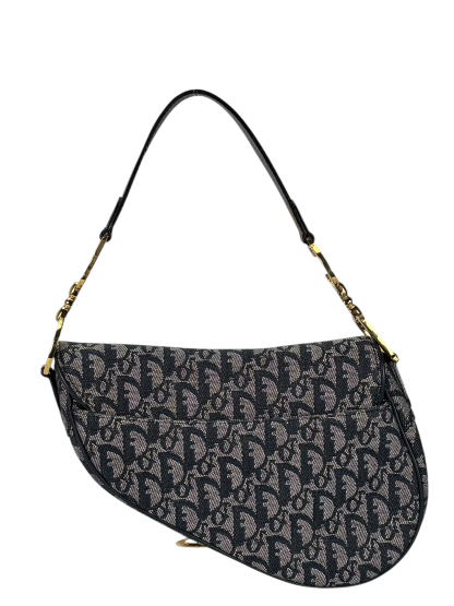 CHRISTIAN DIOR - Navy Canvas Trotter Saddle Handbag