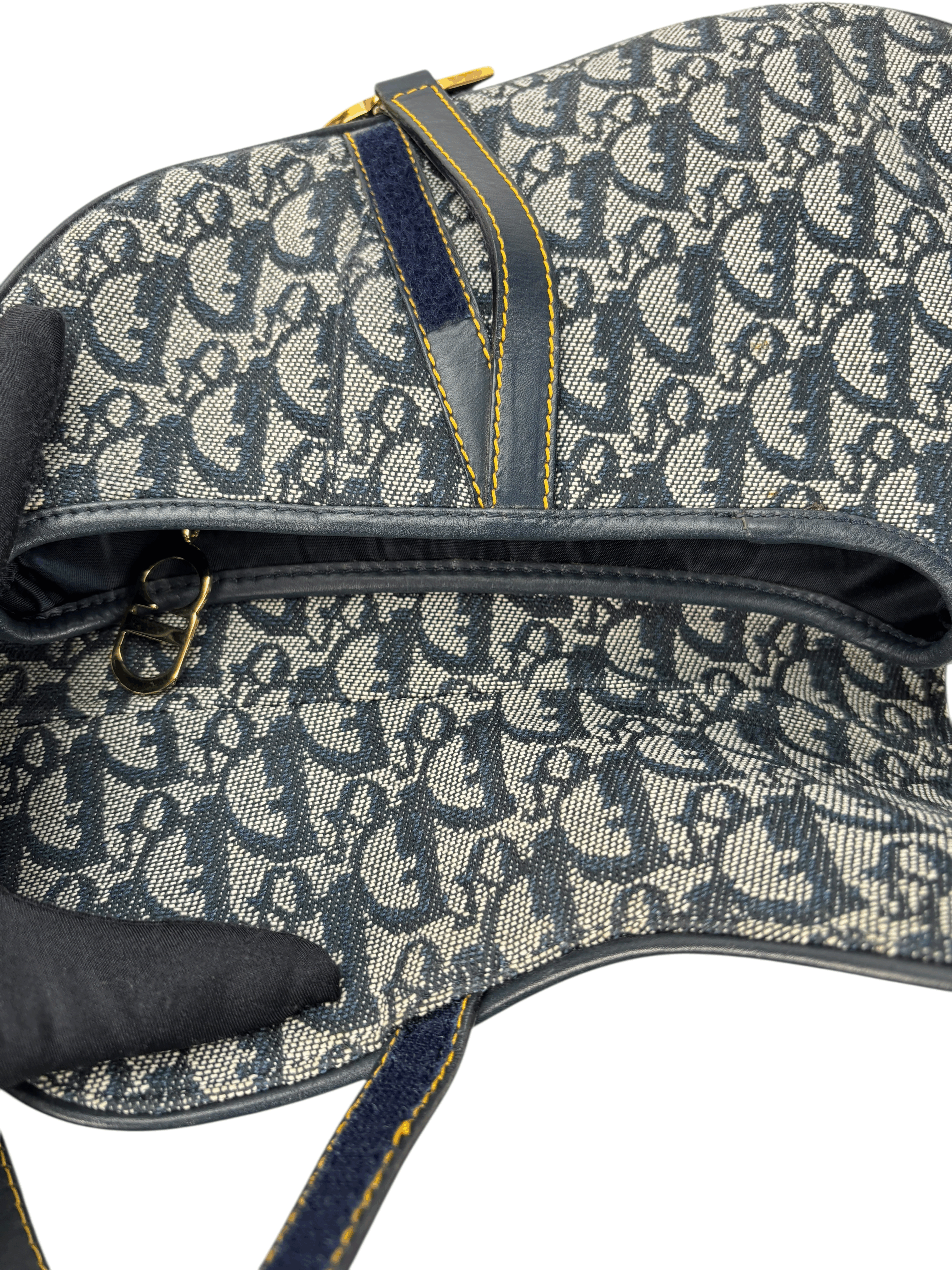 CHRISTIAN DIOR - Navy Canvas Trotter Saddle Handbag