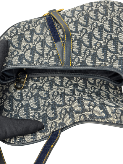 CHRISTIAN DIOR - Navy Canvas Trotter Saddle Handbag