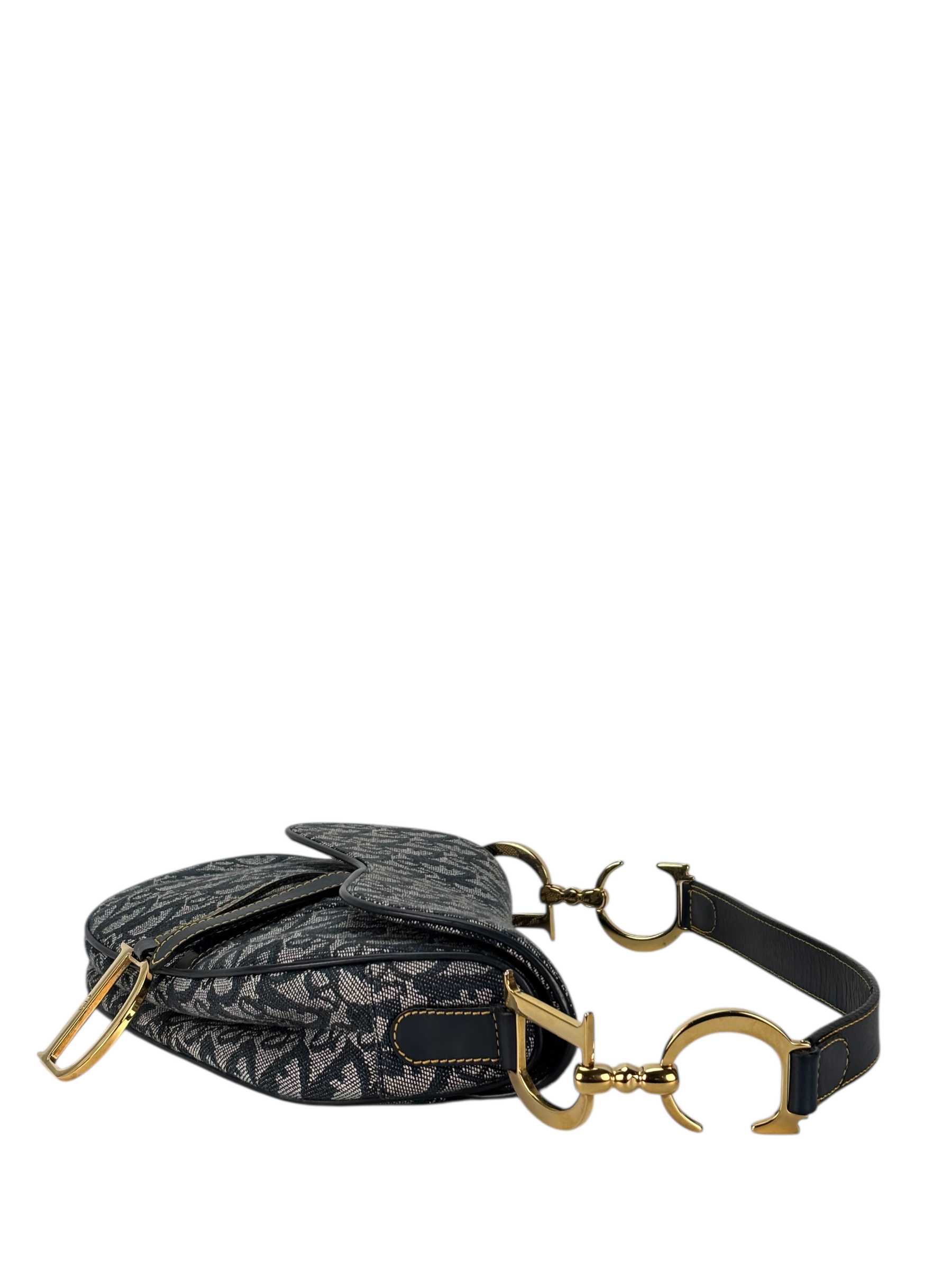 CHRISTIAN DIOR - Navy Canvas Trotter Saddle Handbag