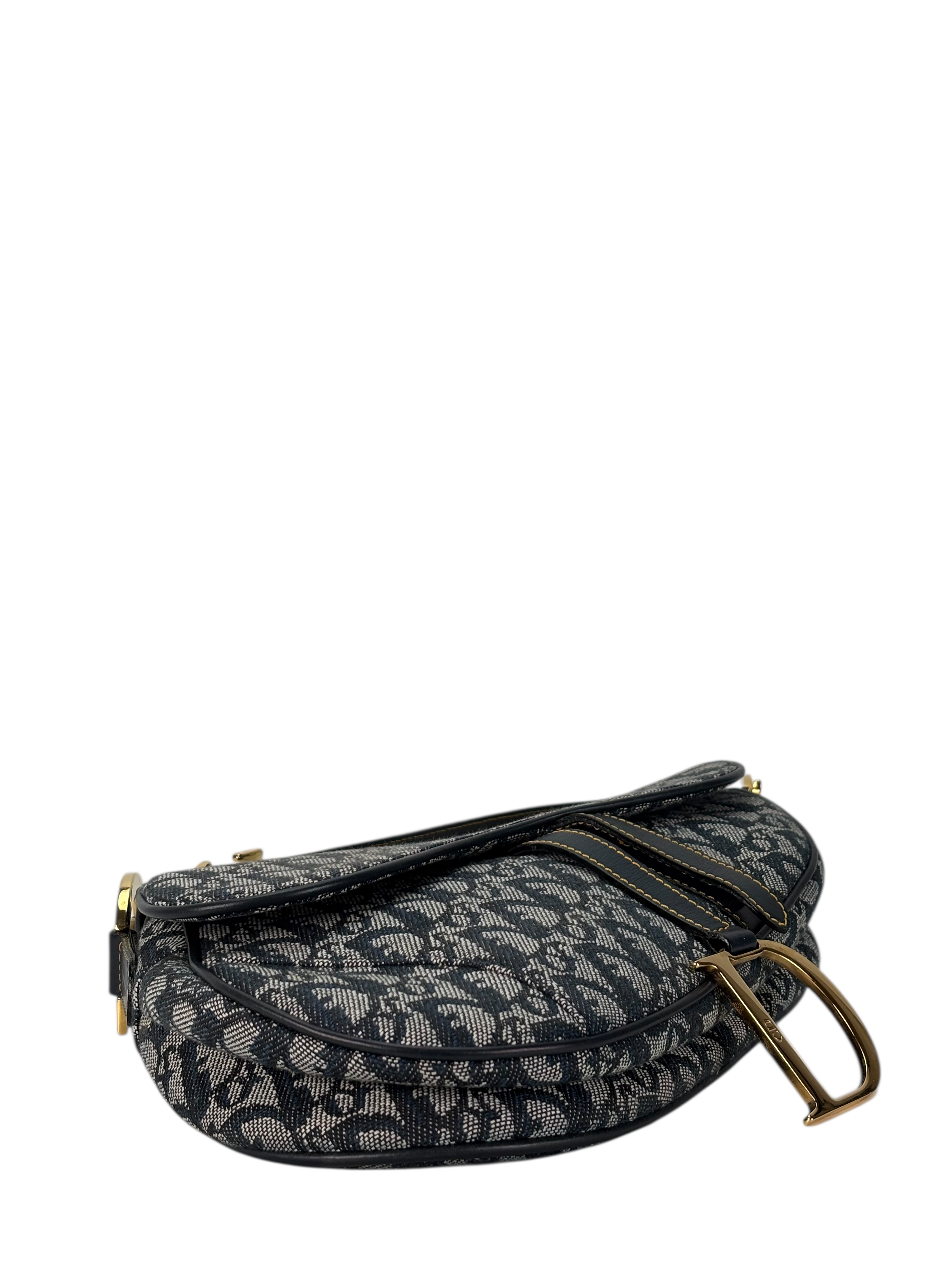 CHRISTIAN DIOR - Navy Canvas Trotter Saddle Handbag