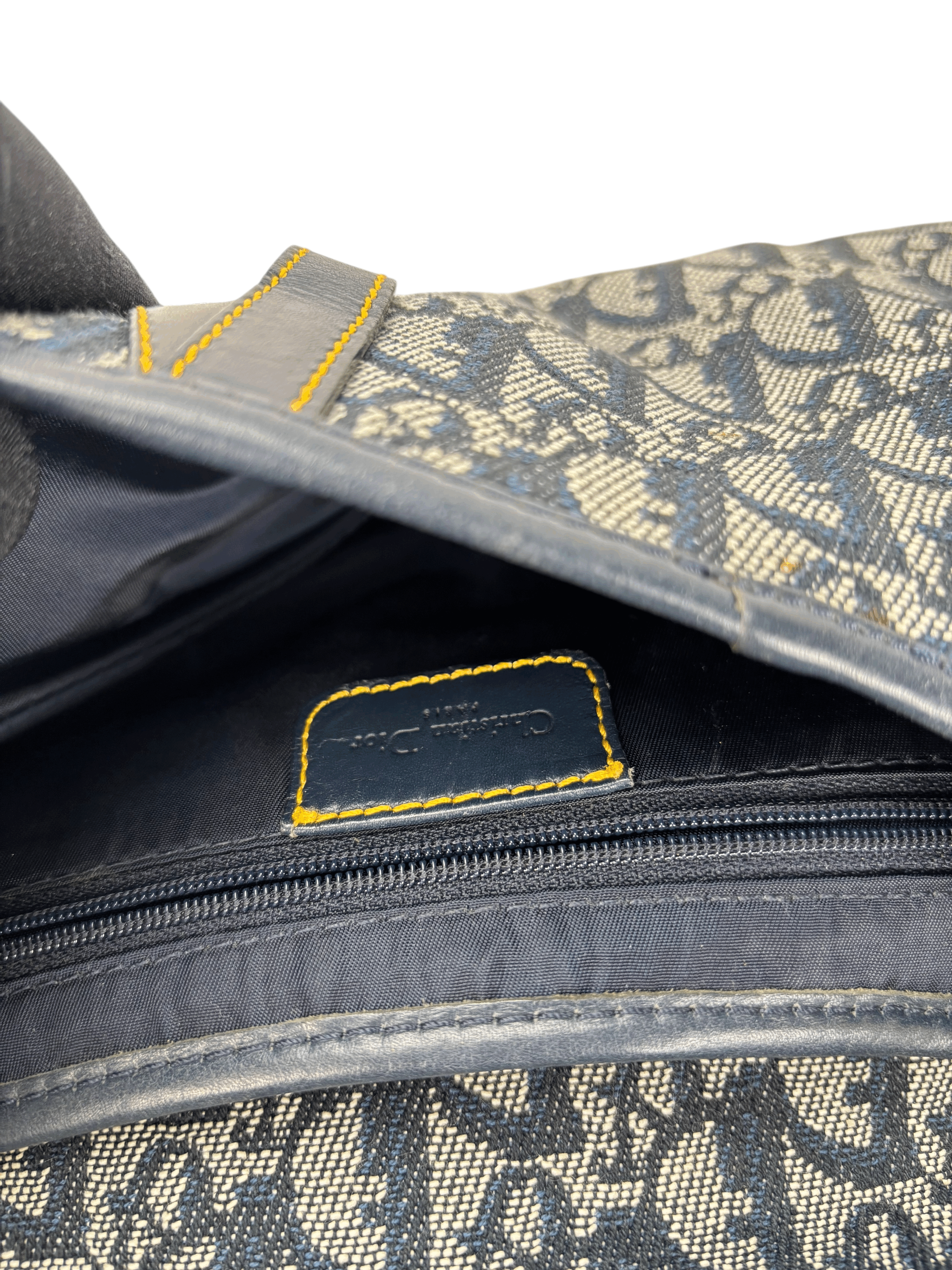 CHRISTIAN DIOR - Navy Canvas Trotter Saddle Handbag