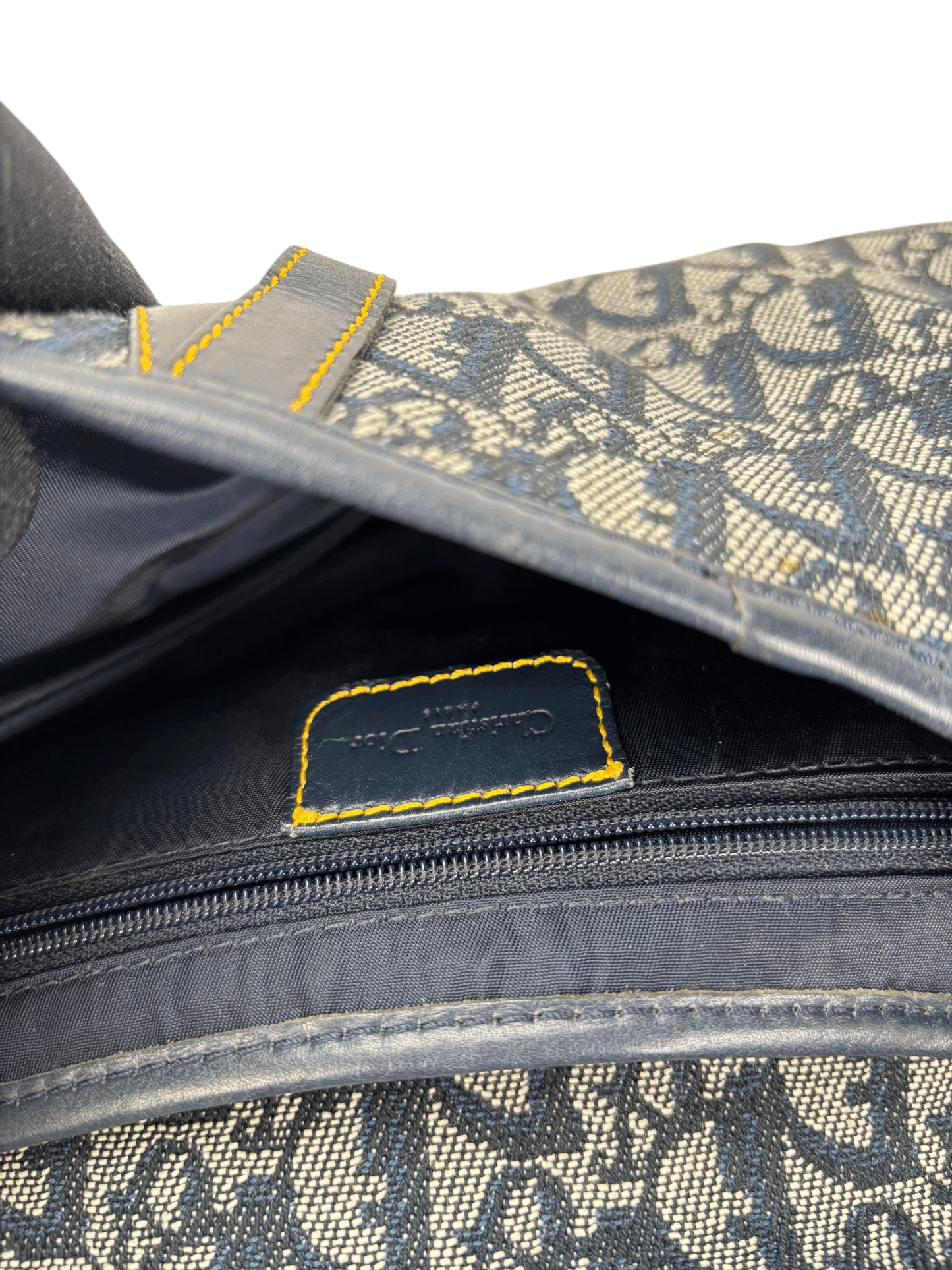 CHRISTIAN DIOR - Navy Canvas Trotter Saddle Handbag