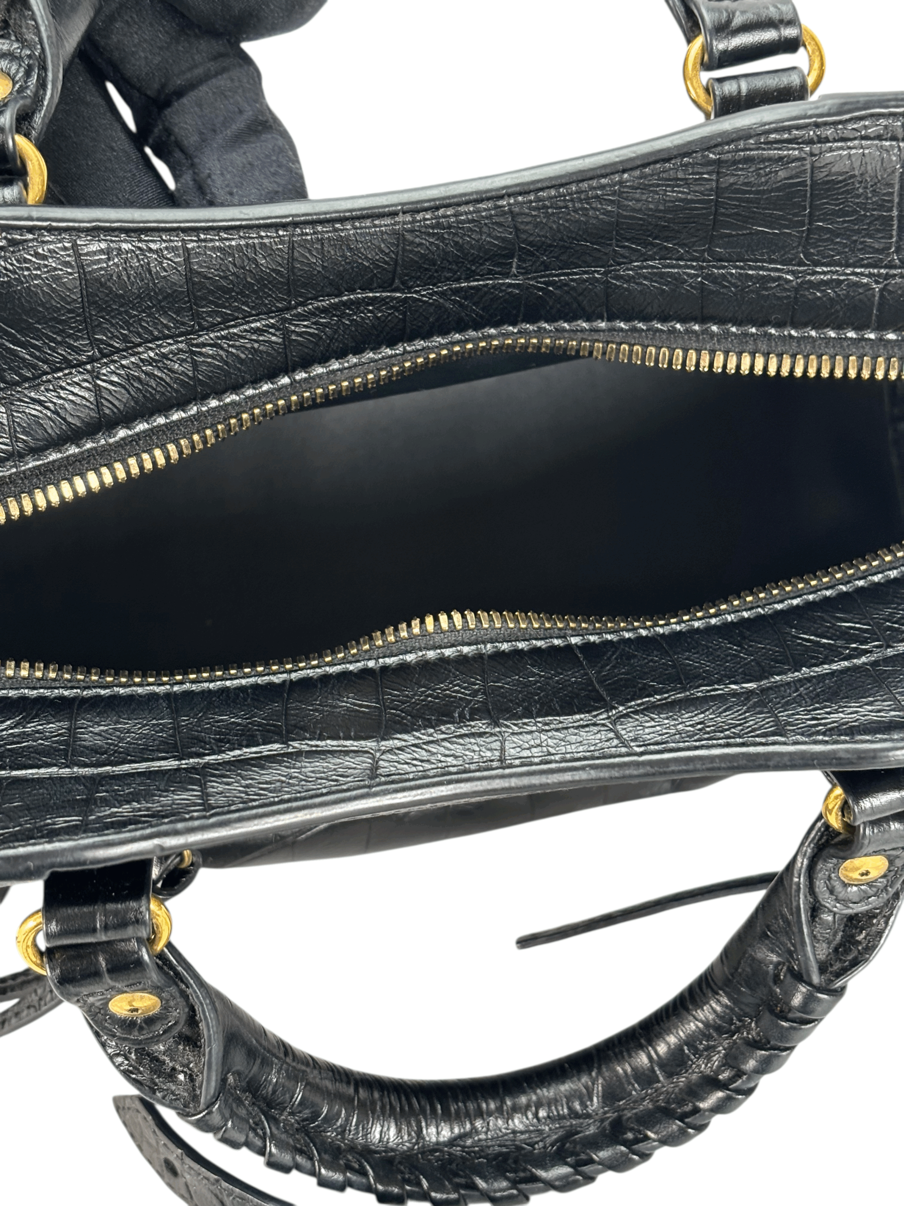 BALENCIAGA - Black Calfskin Embossed Leather Neo Classic Handbag 