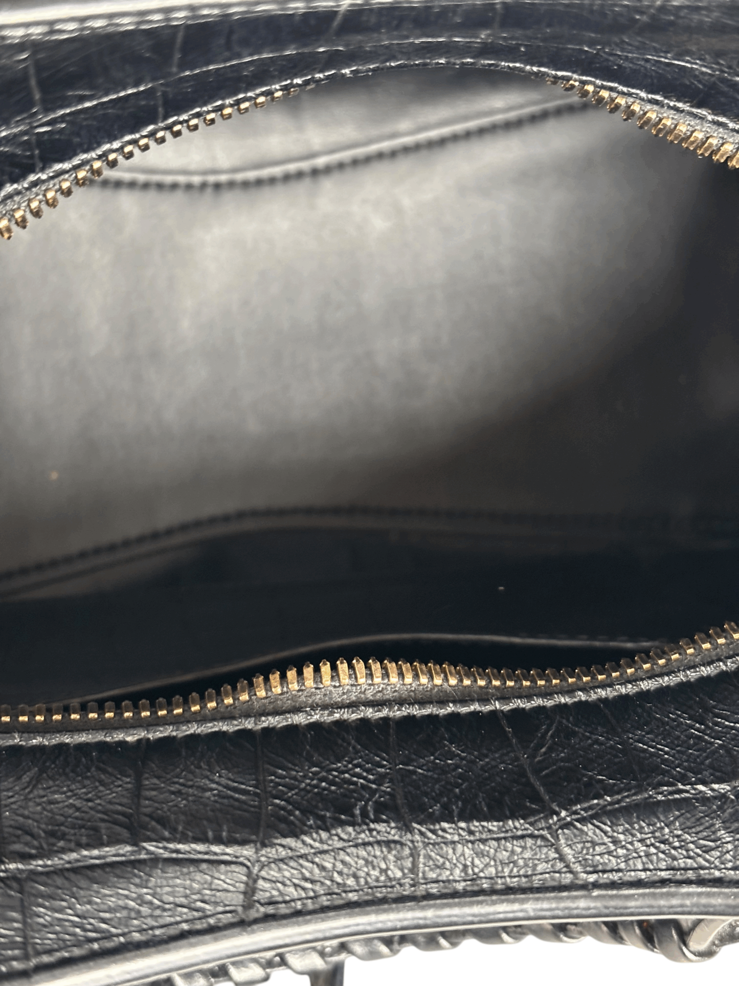 BALENCIAGA - Black Calfskin Embossed Leather Neo Classic Handbag 