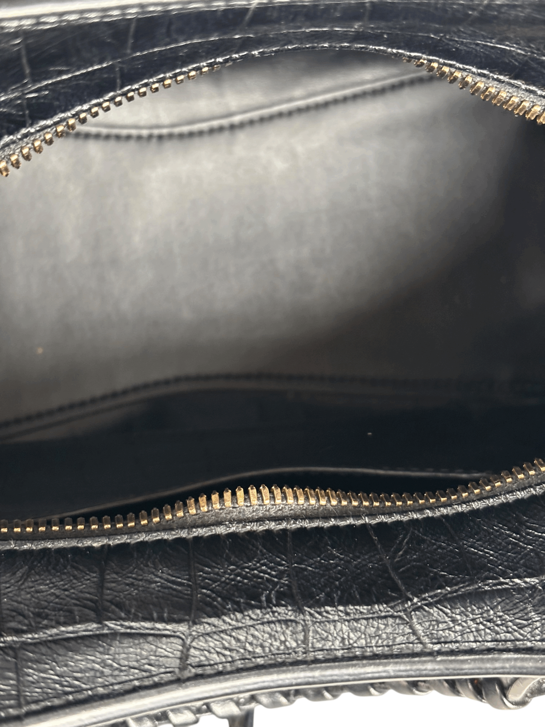 BALENCIAGA - Black Calfskin Embossed Leather Neo Classic Handbag 