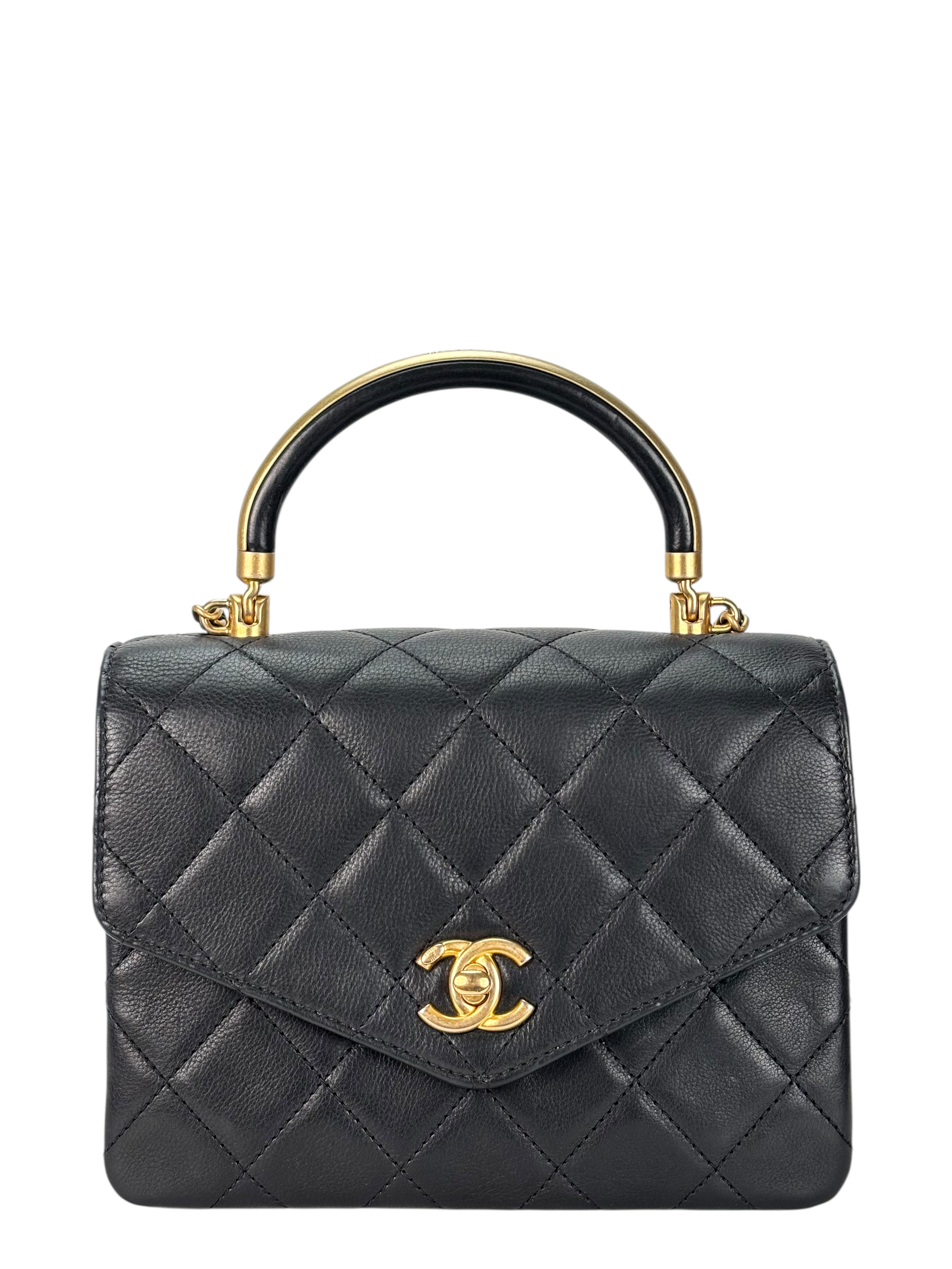 CHANEL - Black Calfskin Matelasse Lambskin 2way Shoulder Bag