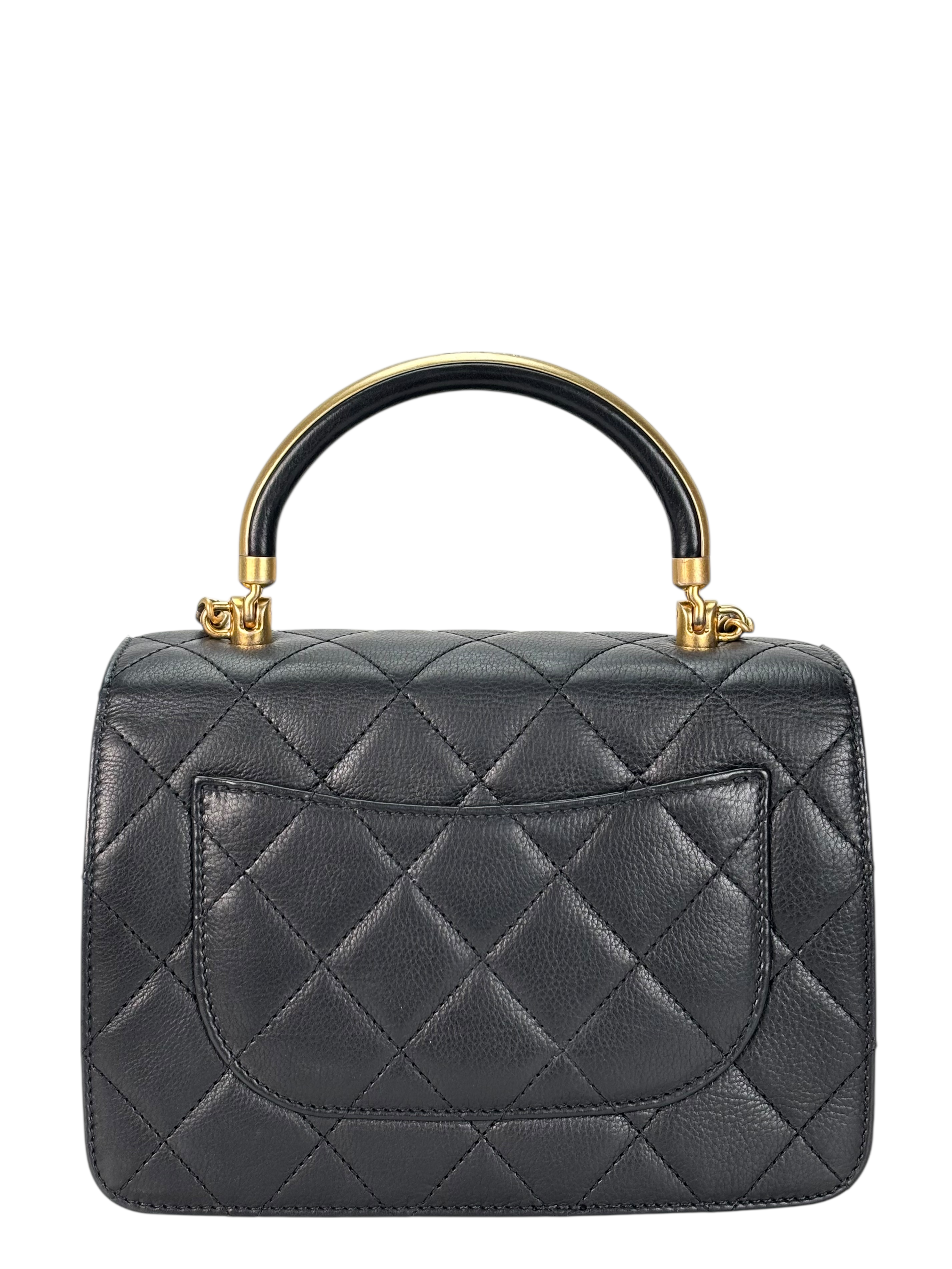 CHANEL - Black Calfskin Matelasse Lambskin 2way Shoulder Bag