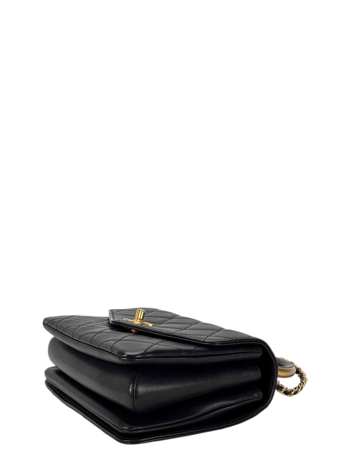 CHANEL - Black Calfskin Matelasse Lambskin 2way Shoulder Bag