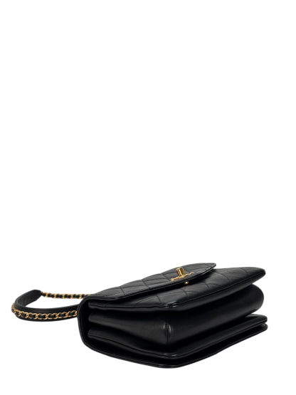 CHANEL - Black Calfskin Matelasse Lambskin 2way Shoulder Bag