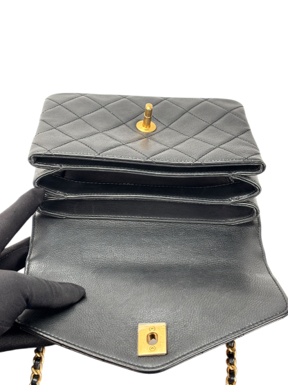 CHANEL - Black Calfskin Matelasse Lambskin 2way Shoulder Bag