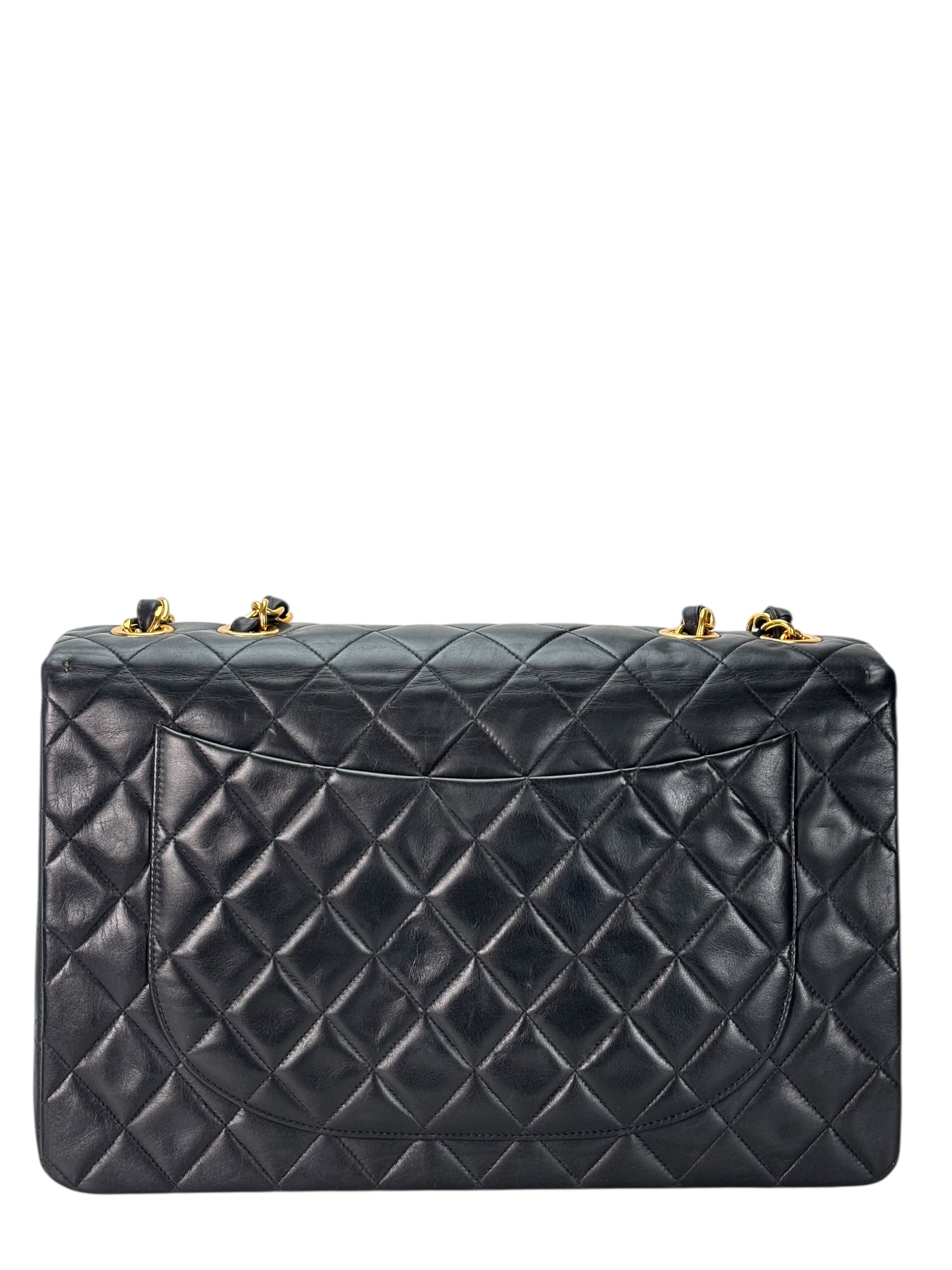CHANEL - Black Lambskin Jumbo Flap Bag 34