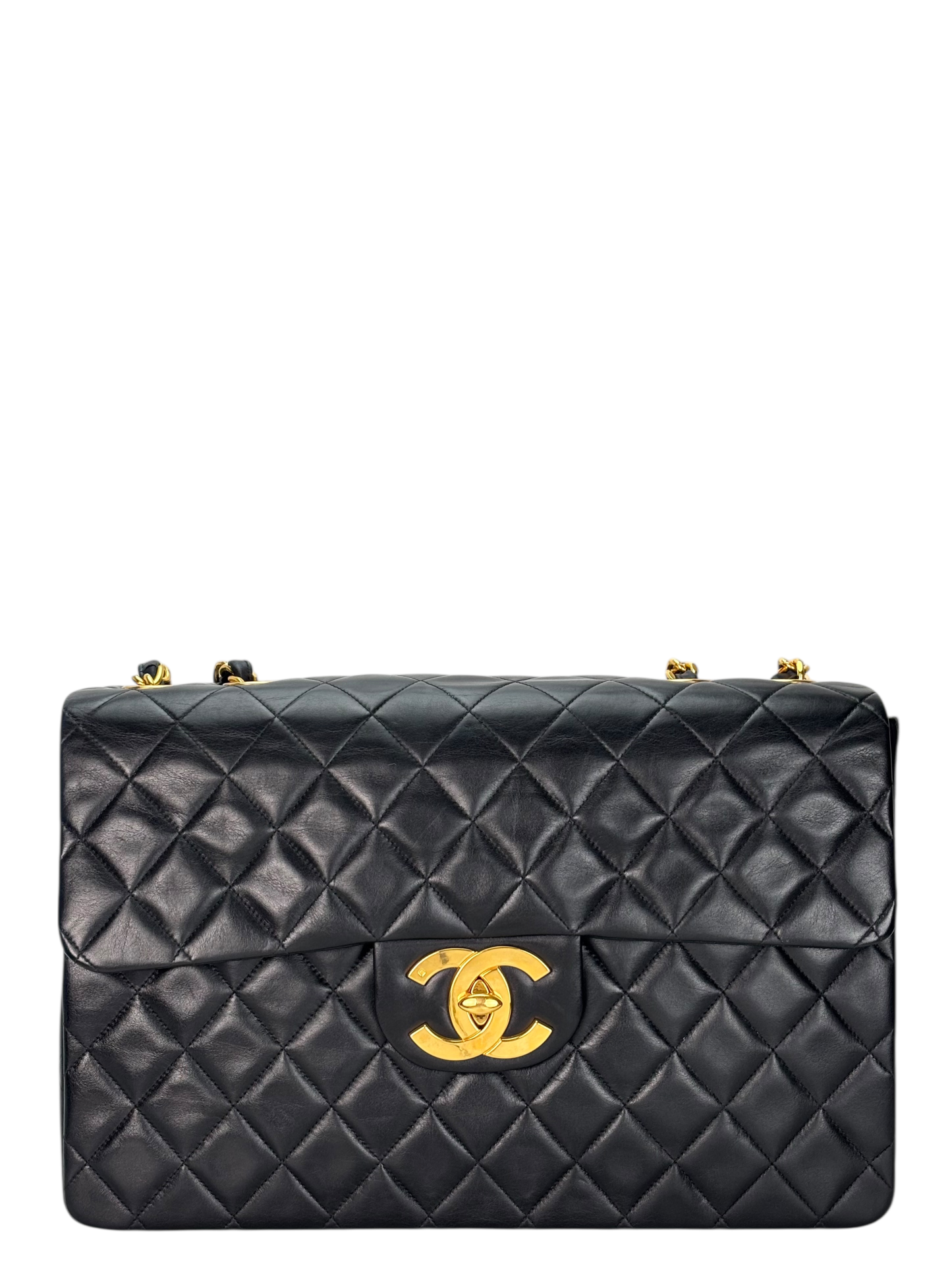 CHANEL - Black Lambskin Jumbo Flap Bag 34