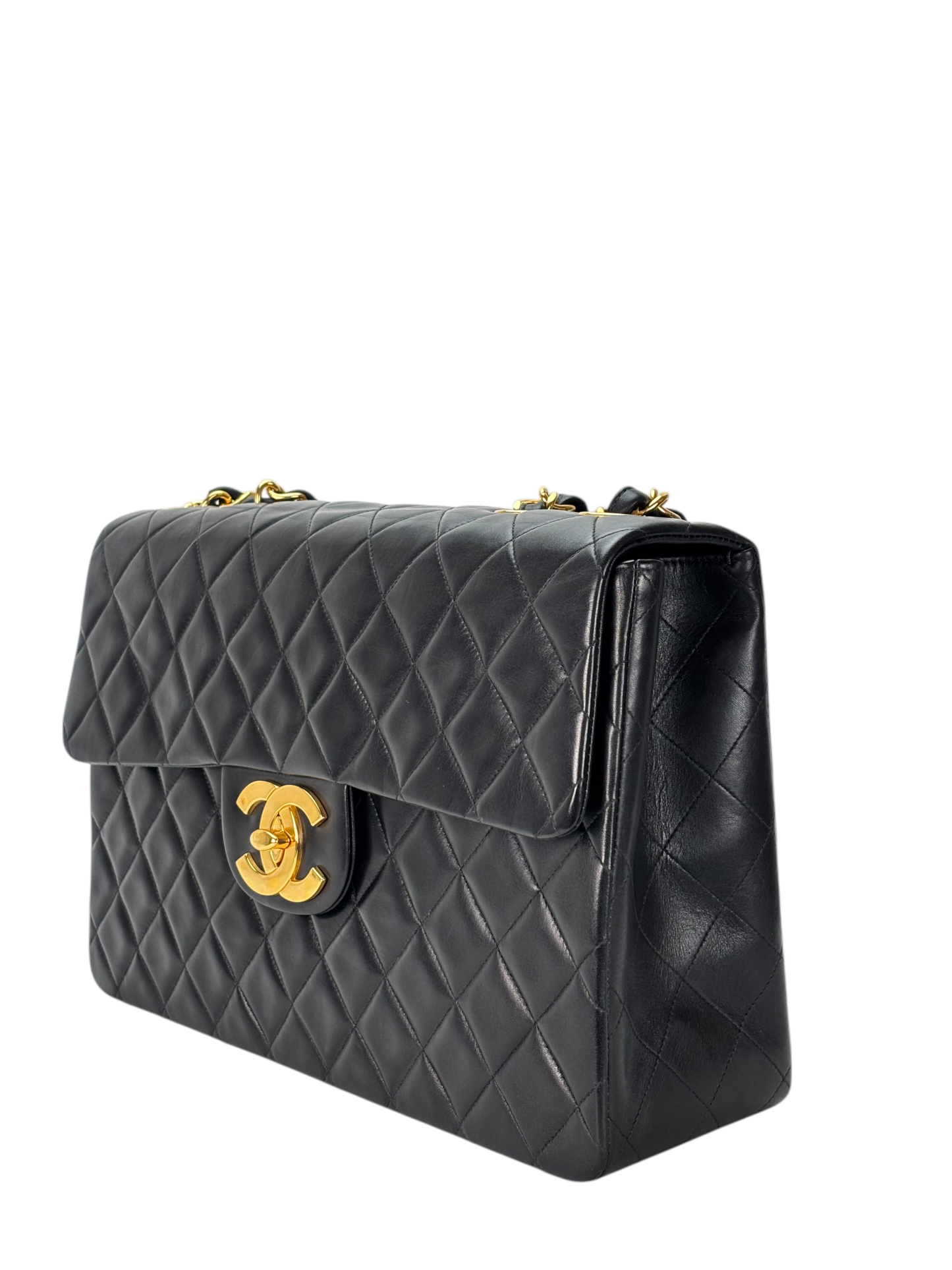 CHANEL - Black Lambskin Jumbo Flap Bag 34